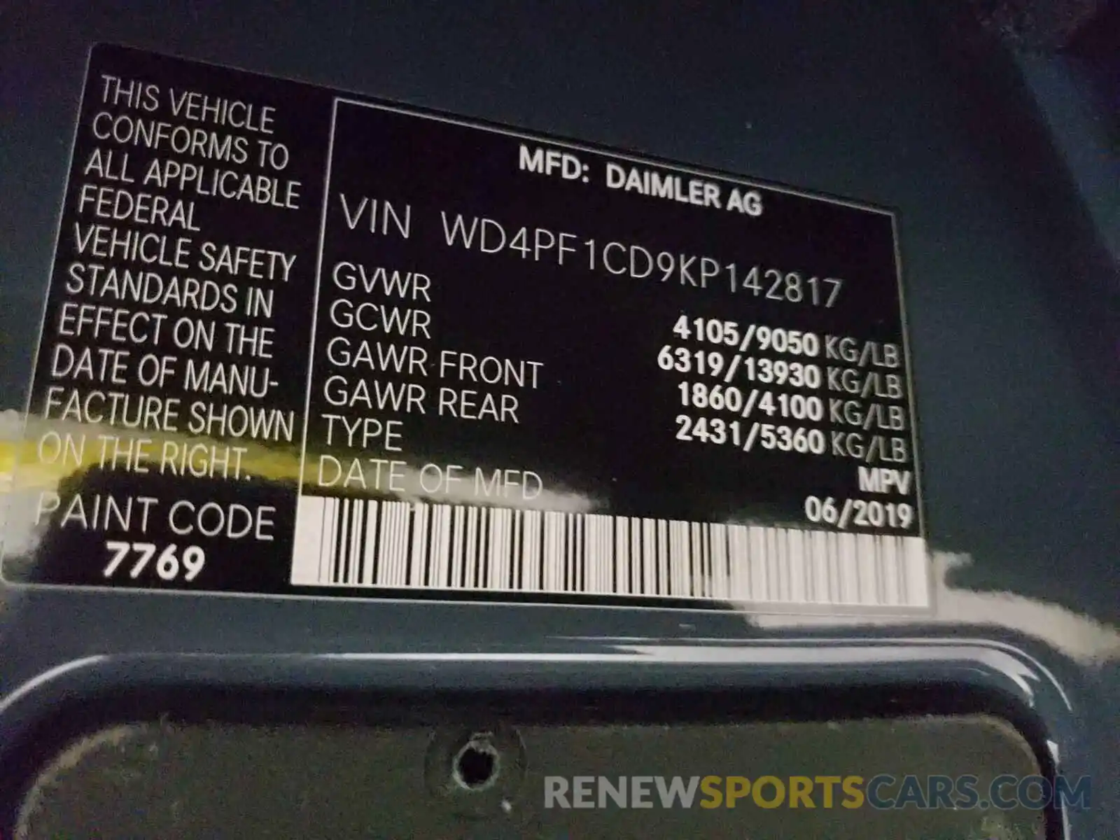 10 Photograph of a damaged car WD4PF1CD9KP142817 MERCEDES-BENZ SPRINTER 2019