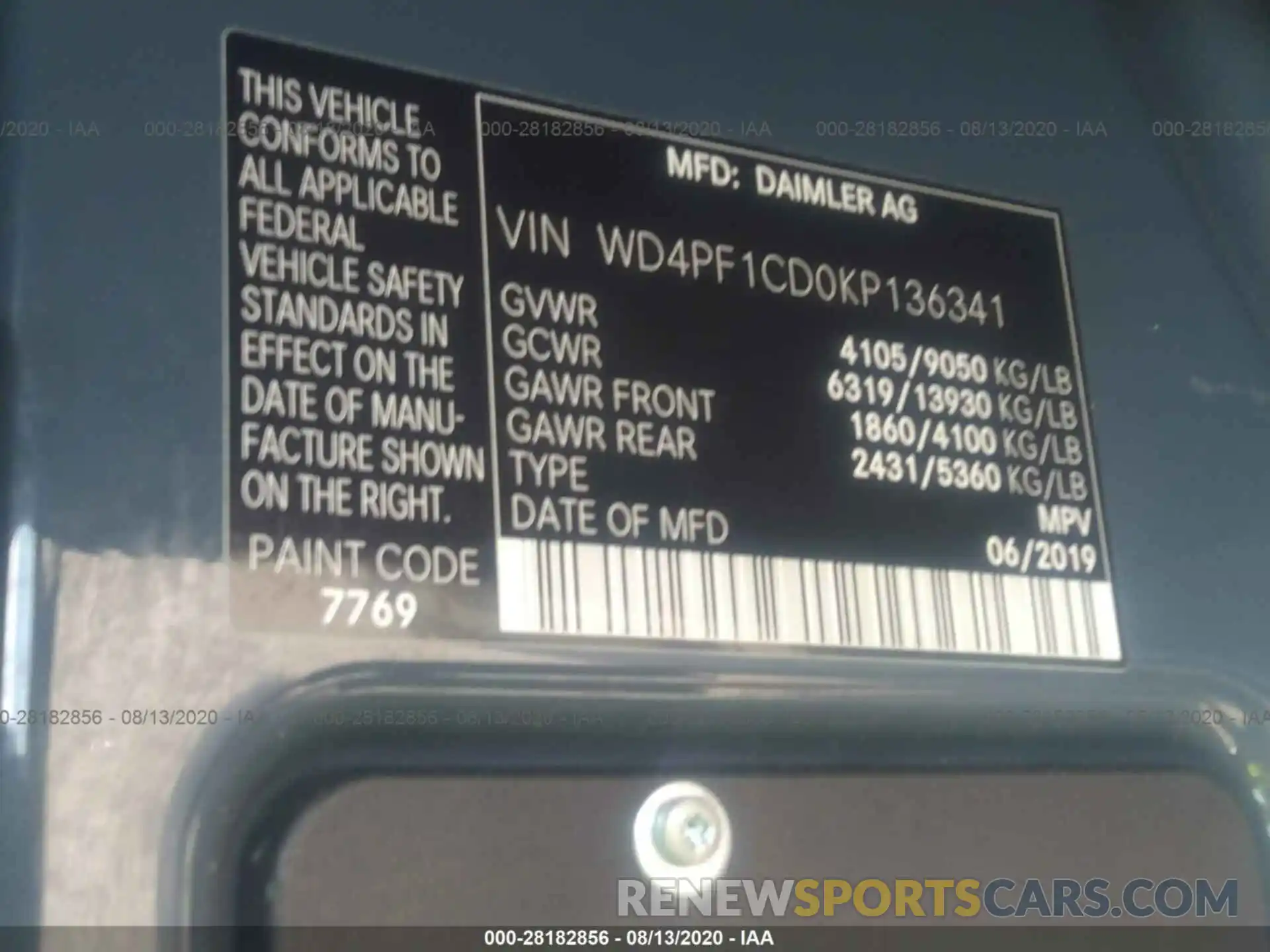 9 Фотография поврежденного автомобиля WD4PF1CDOKP136341 MERCEDES-BENZ SPRINTER 2019