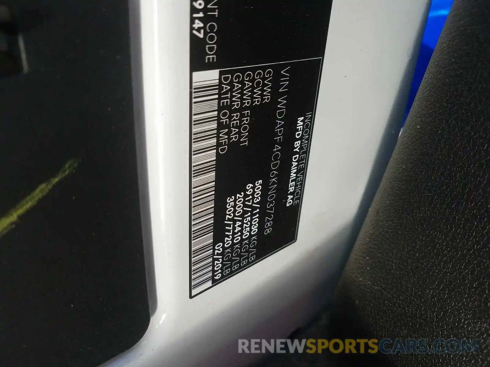 10 Photograph of a damaged car WDAPF4CD6KN037288 MERCEDES-BENZ SPRINTER 2019