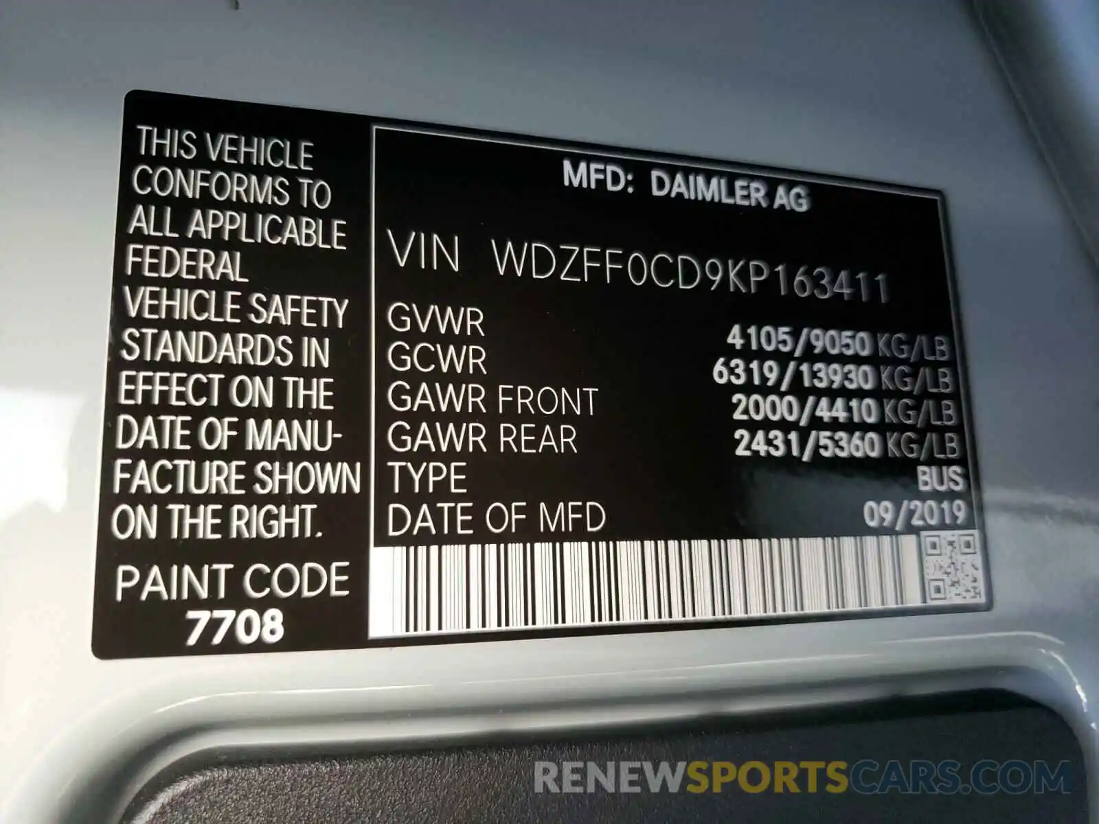 10 Photograph of a damaged car WDZFF0CD9KP163411 MERCEDES-BENZ SPRINTER 2019