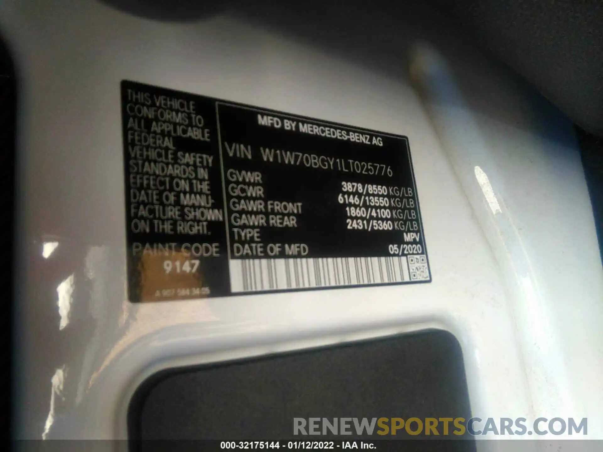 9 Photograph of a damaged car W1W70BGY1LT025776 MERCEDES-BENZ SPRINTER CARGO VAN 2020