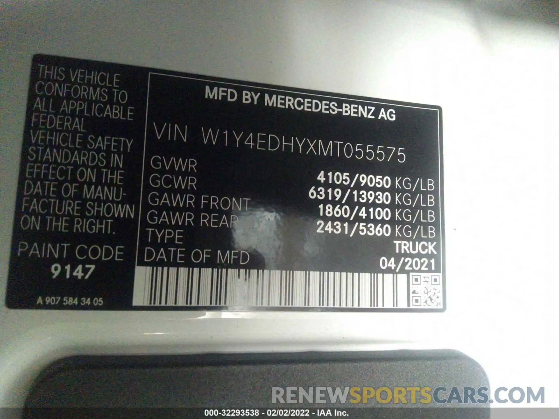 9 Photograph of a damaged car W1Y4EDHYXMT055575 MERCEDES-BENZ SPRINTER CARGO VAN 2021