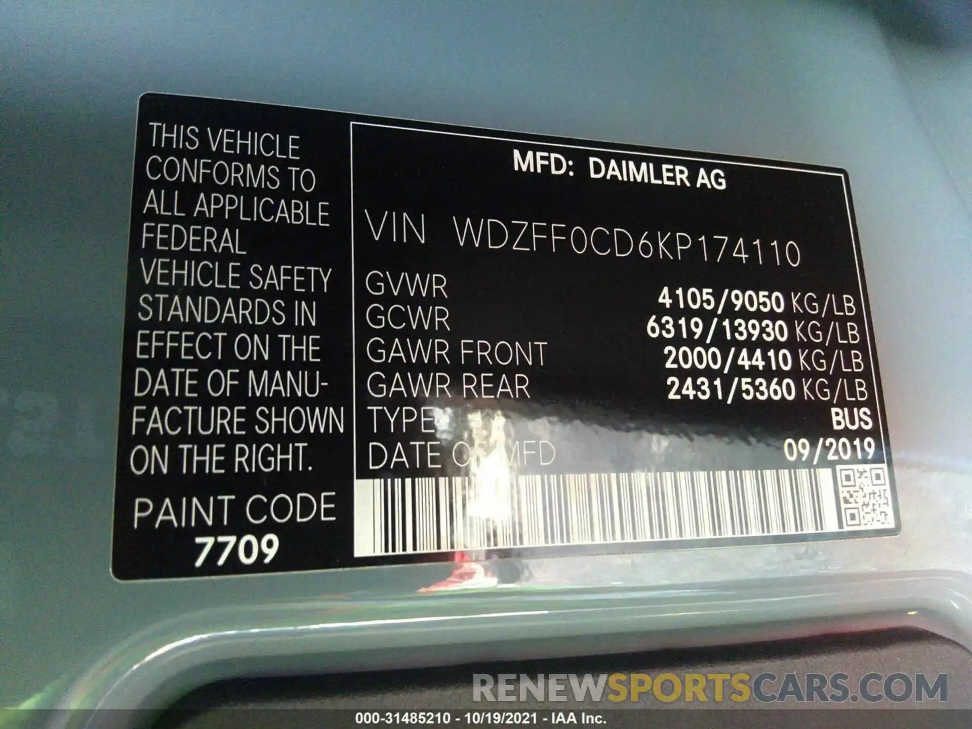 9 Photograph of a damaged car WDZFF0CD6KP174110 MERCEDES-BENZ SPRINTER PASSENGER VAN 2019