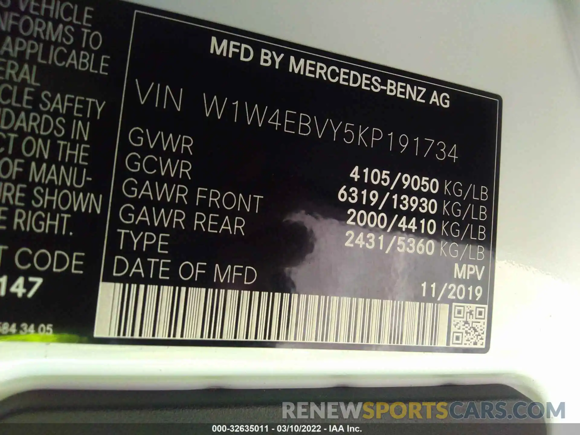 9 Photograph of a damaged car W1W4EBVY5KP191734 MERCEDES-BENZ SPRINTER VAN 2019