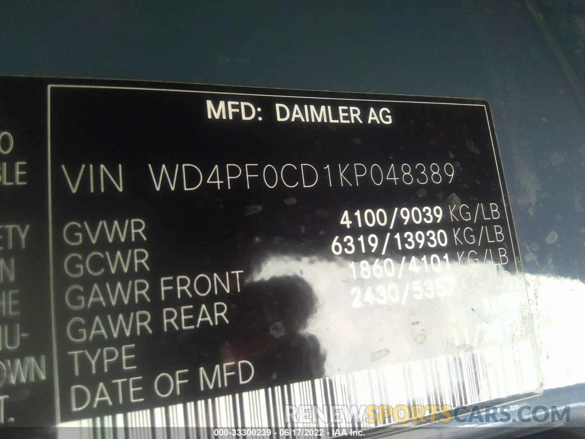 9 Фотография поврежденного автомобиля WD4PF0CD1KP048389 MERCEDES-BENZ SPRINTER VAN 2019