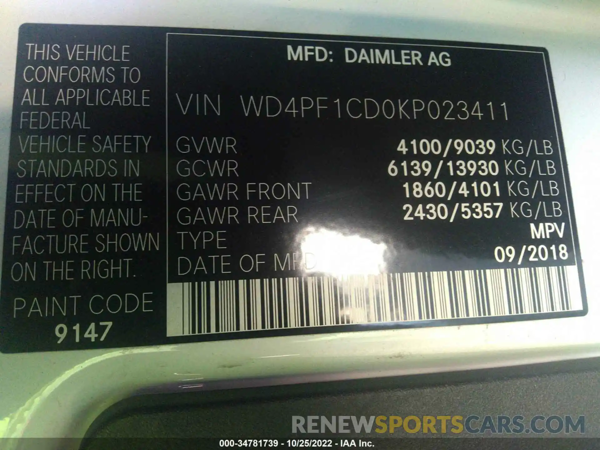 9 Photograph of a damaged car WD4PF1CD0KP023411 MERCEDES-BENZ SPRINTER VAN 2019