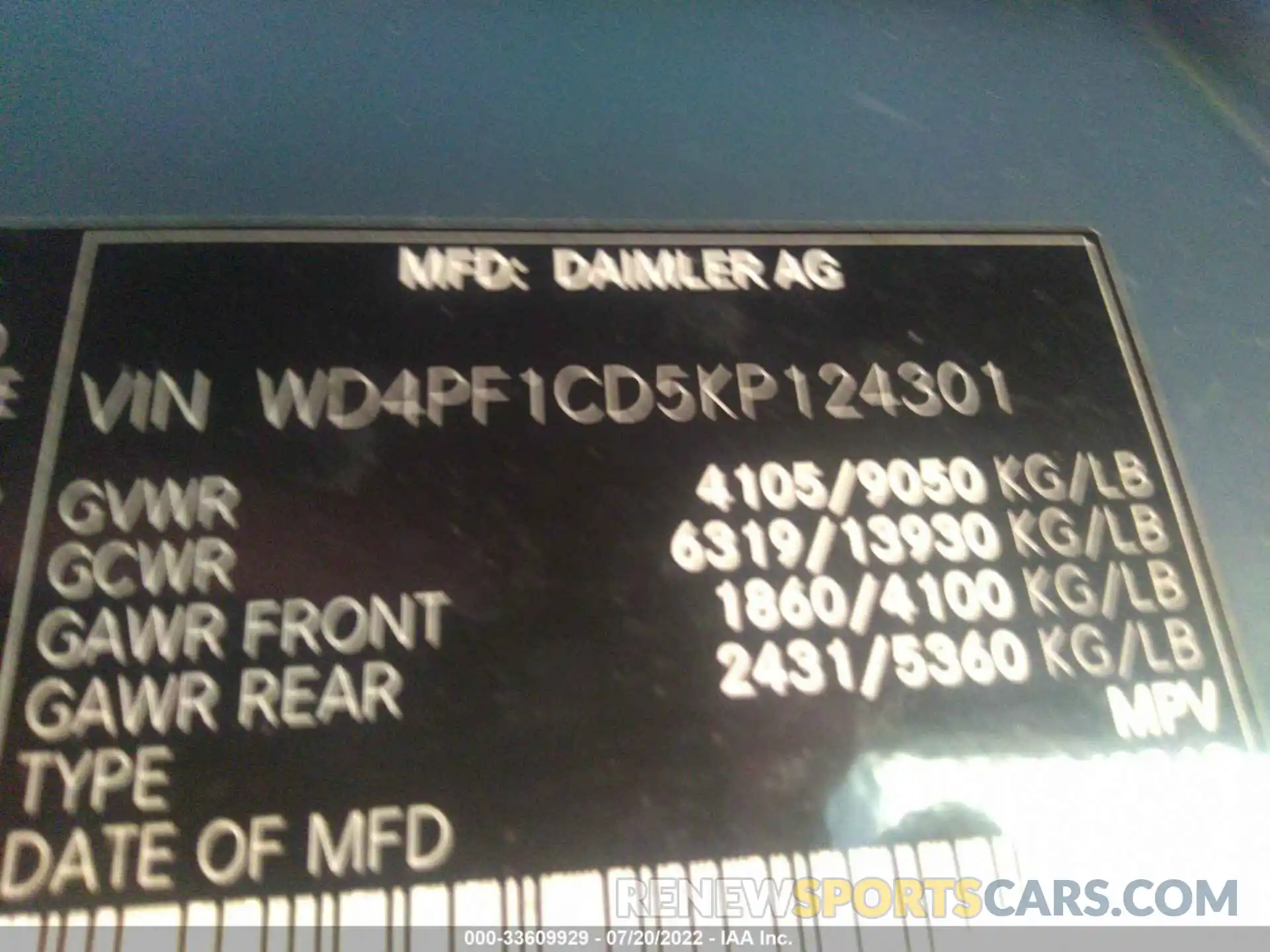 9 Фотография поврежденного автомобиля WD4PF1CD5KP124301 MERCEDES-BENZ SPRINTER VAN 2019