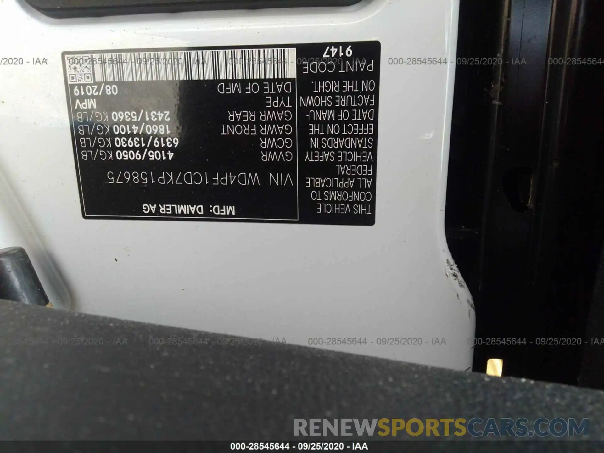 9 Photograph of a damaged car WD4PF1CD7KP158675 MERCEDES-BENZ SPRINTER VAN 2019