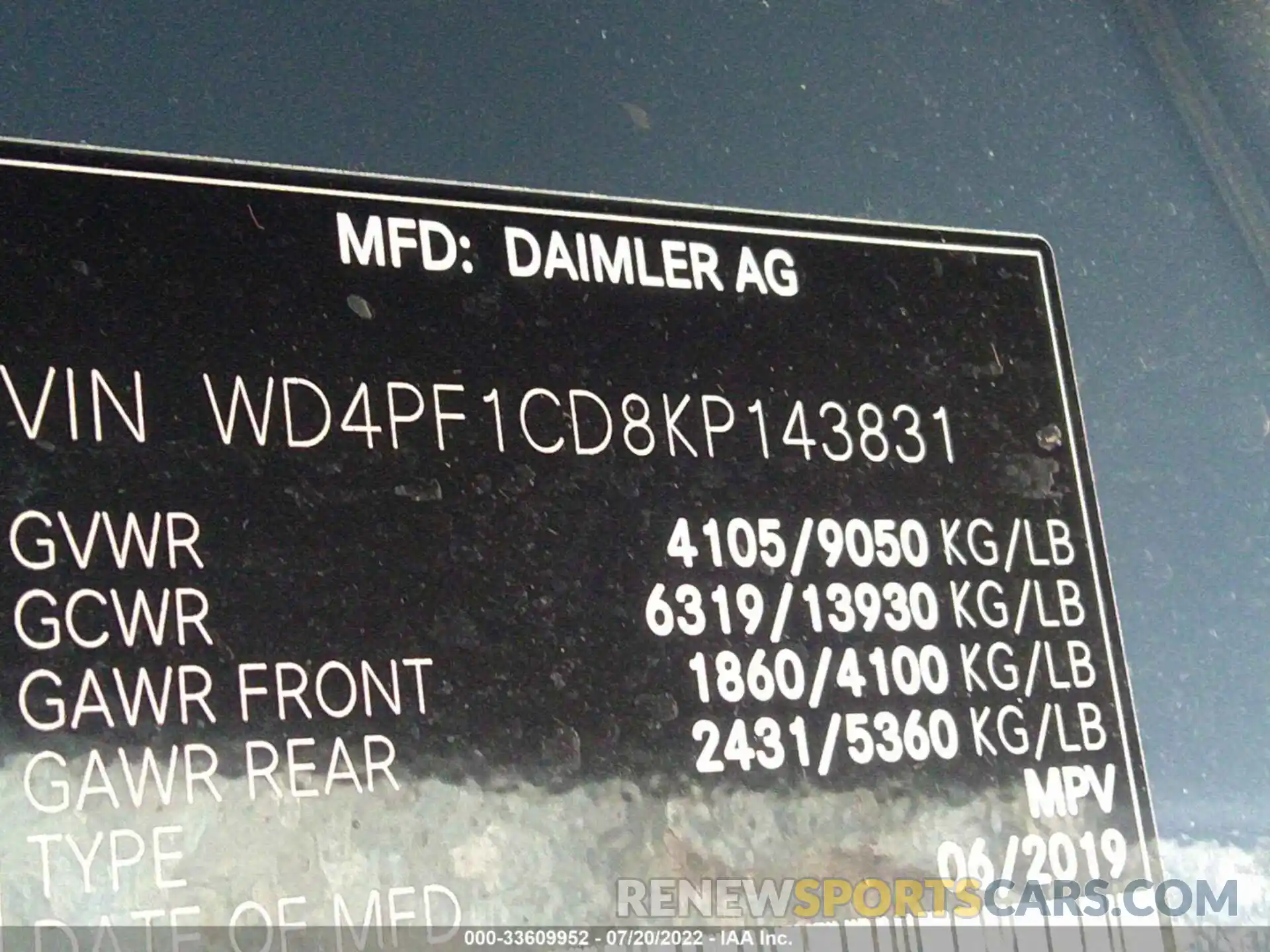 9 Фотография поврежденного автомобиля WD4PF1CD8KP143831 MERCEDES-BENZ SPRINTER VAN 2019