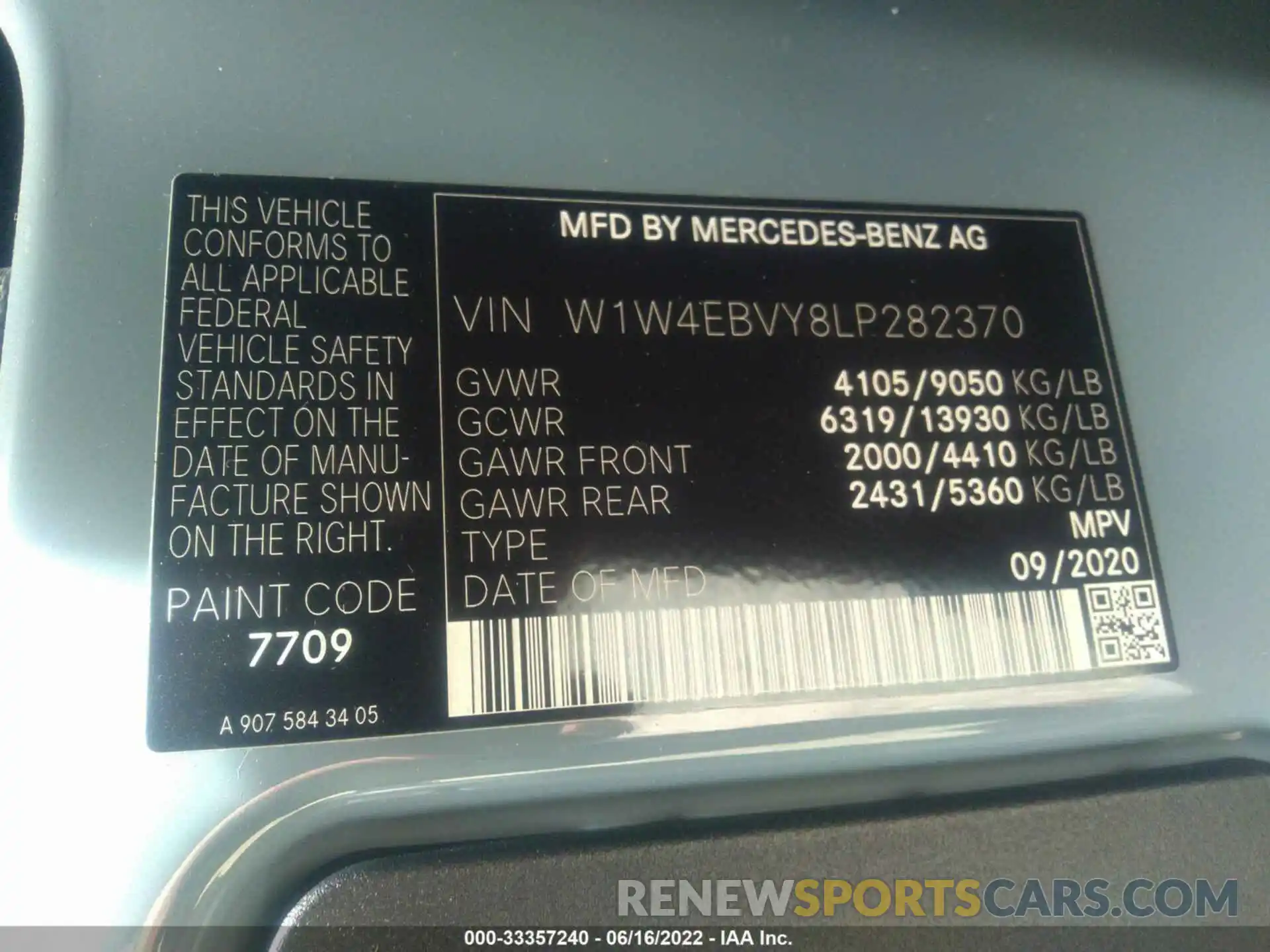 9 Photograph of a damaged car W1W4EBVY8LP282370 MERCEDES-BENZ SPRINTER VAN 2020