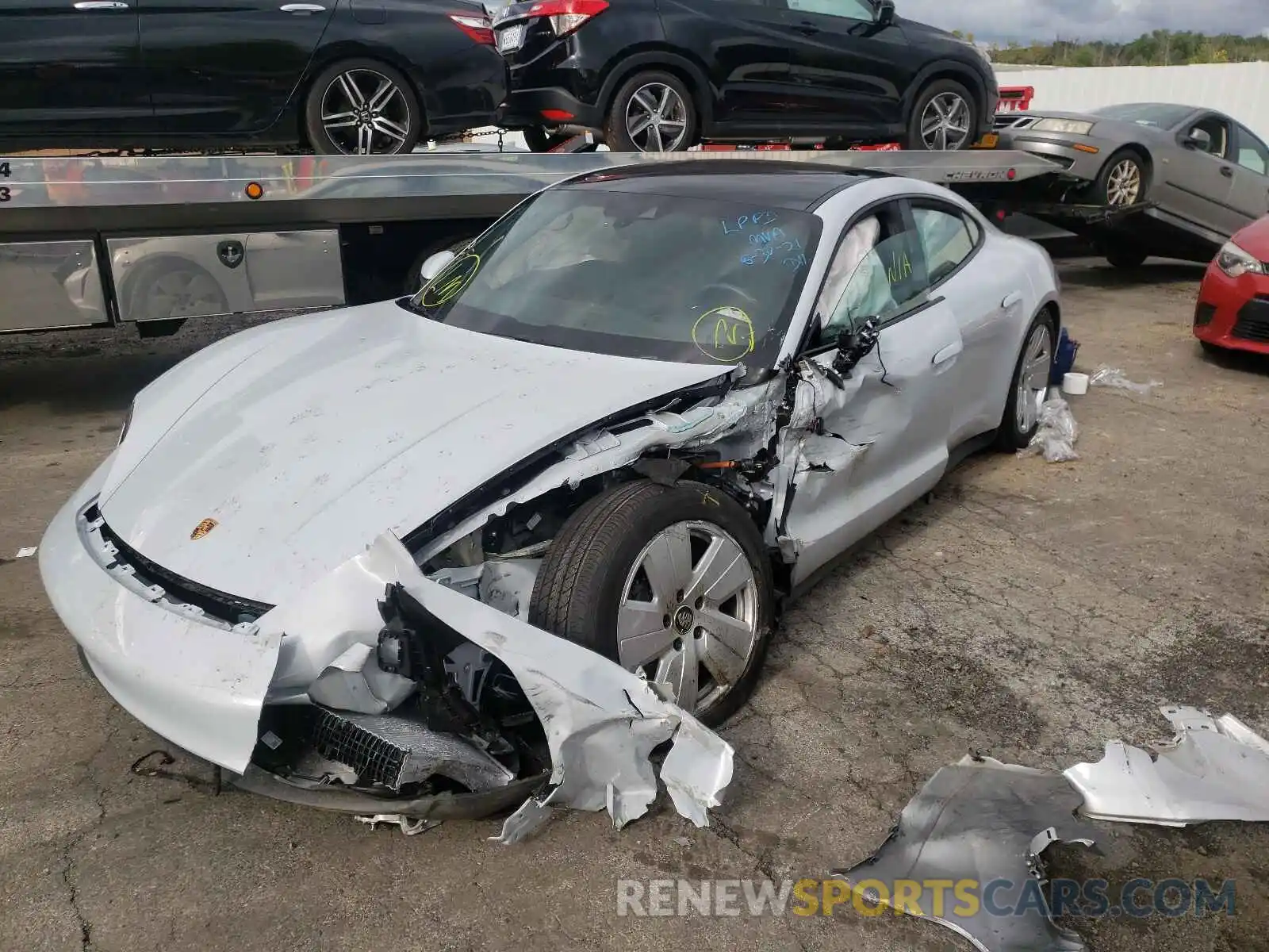 2 Photograph of a damaged car WP0AA2Y19MSA17287 PORSCHE TAYCAN 2021