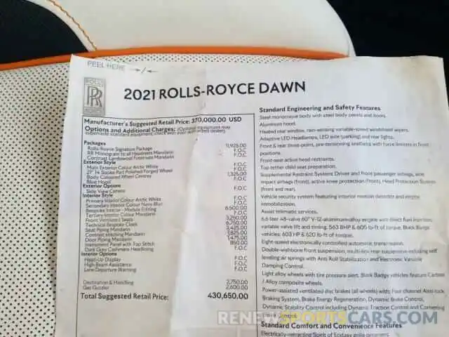 10 Photograph of a damaged car SCAXZ8C00MU208271 ROLLS-ROYCE DAWN BASE 2021