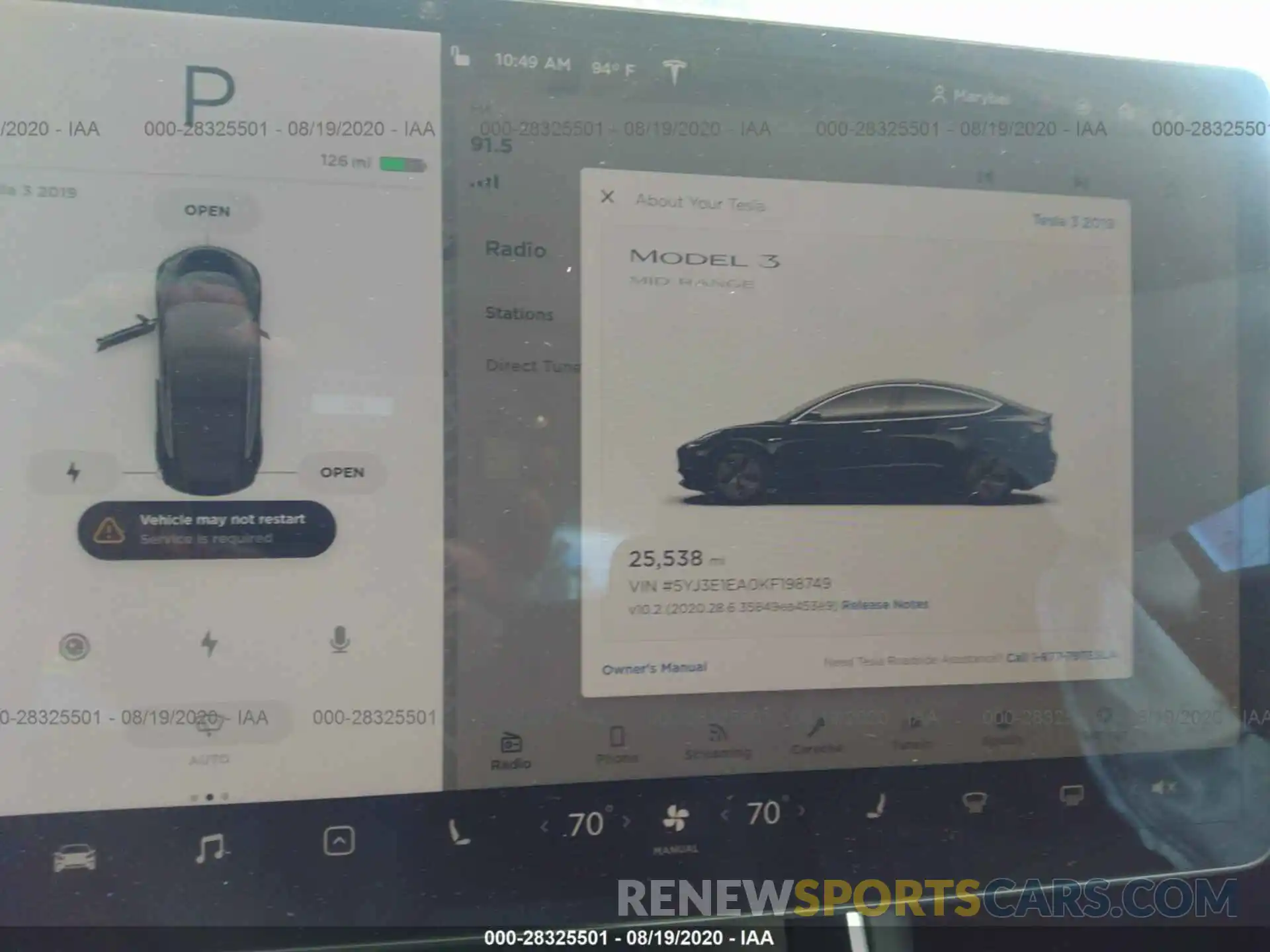 7 Photograph of a damaged car 5YJ3E1EA0KF198749 TESLA MODEL 3 2019