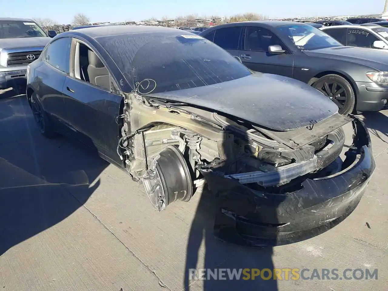 1 Photograph of a damaged car 5YJ3E1EA0KF297958 TESLA MODEL 3 2019