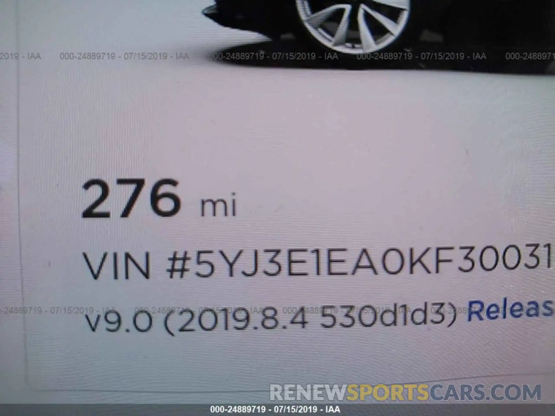 7 Photograph of a damaged car 5YJ3E1EA0KF300311 TESLA MODEL 3 2019