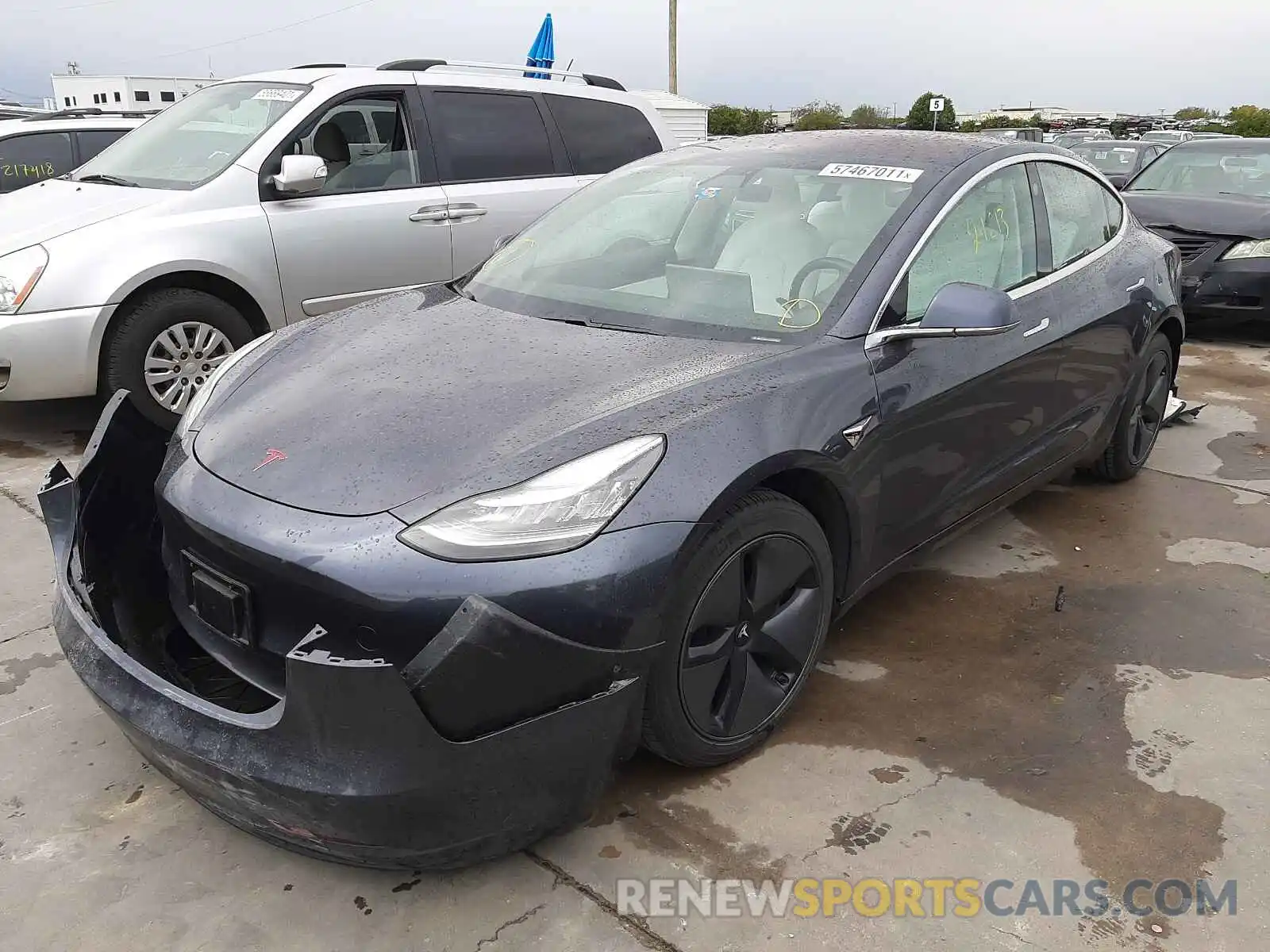 2 Photograph of a damaged car 5YJ3E1EA0KF301782 TESLA MODEL 3 2019