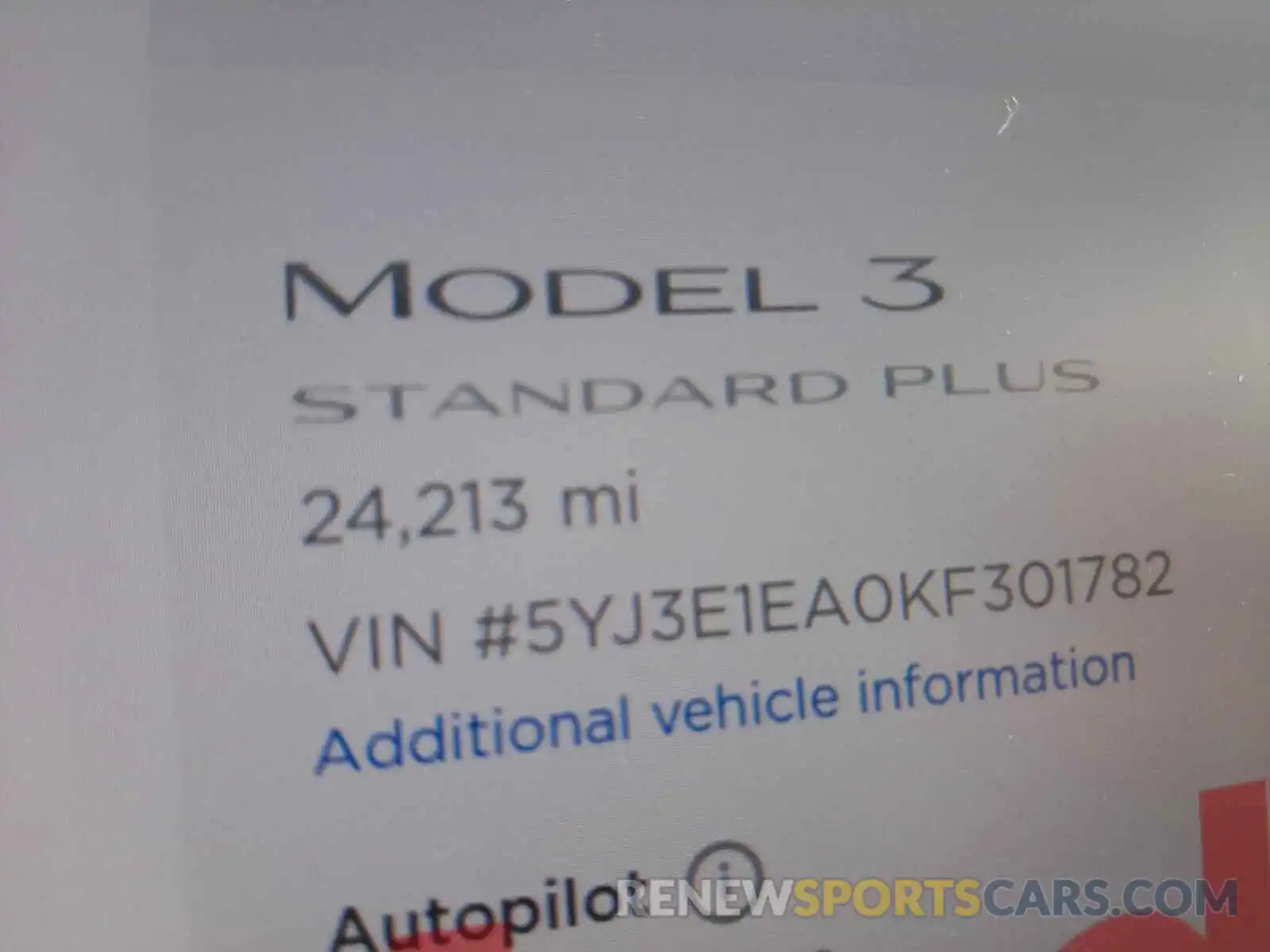 8 Фотография поврежденного автомобиля 5YJ3E1EA0KF301782 TESLA MODEL 3 2019