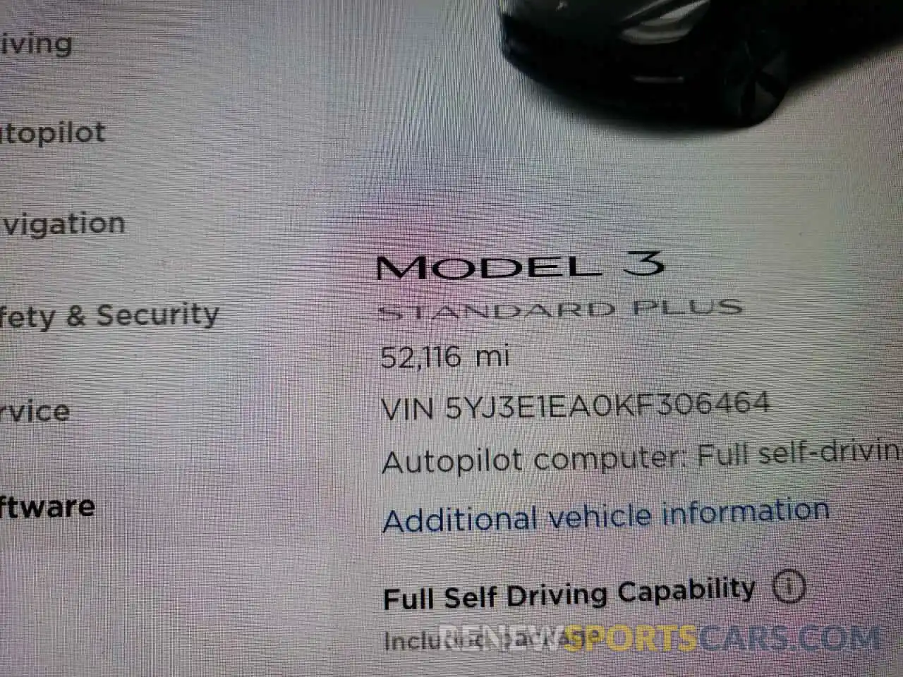 8 Photograph of a damaged car 5YJ3E1EA0KF306464 TESLA MODEL 3 2019