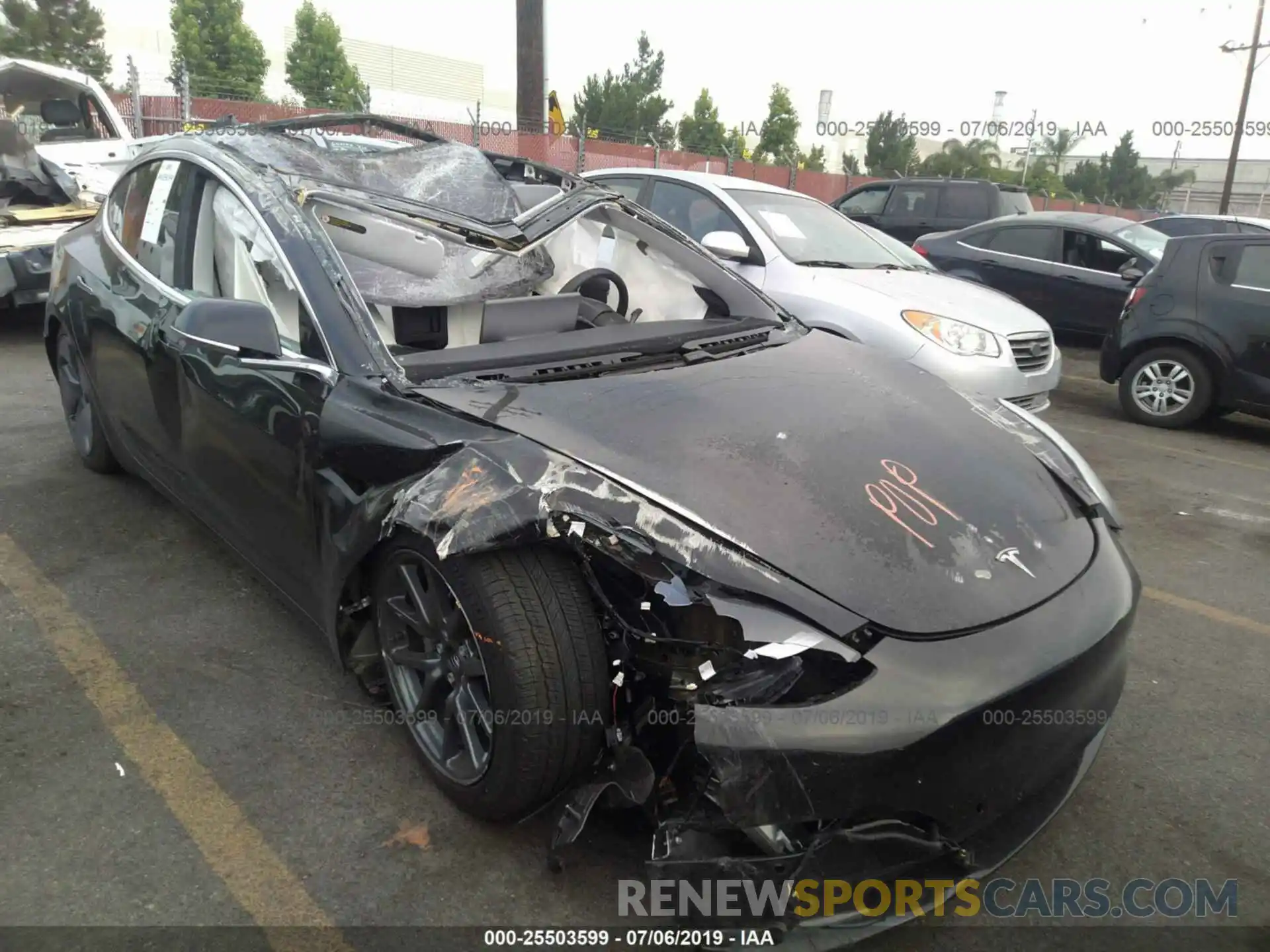 1 Photograph of a damaged car 5YJ3E1EA0KF312006 TESLA MODEL 3 2019