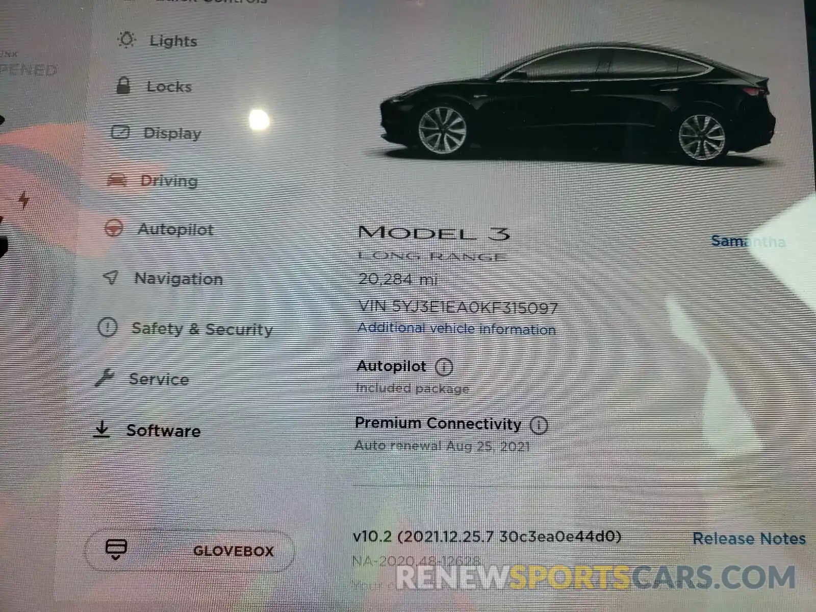 8 Photograph of a damaged car 5YJ3E1EA0KF315097 TESLA MODEL 3 2019