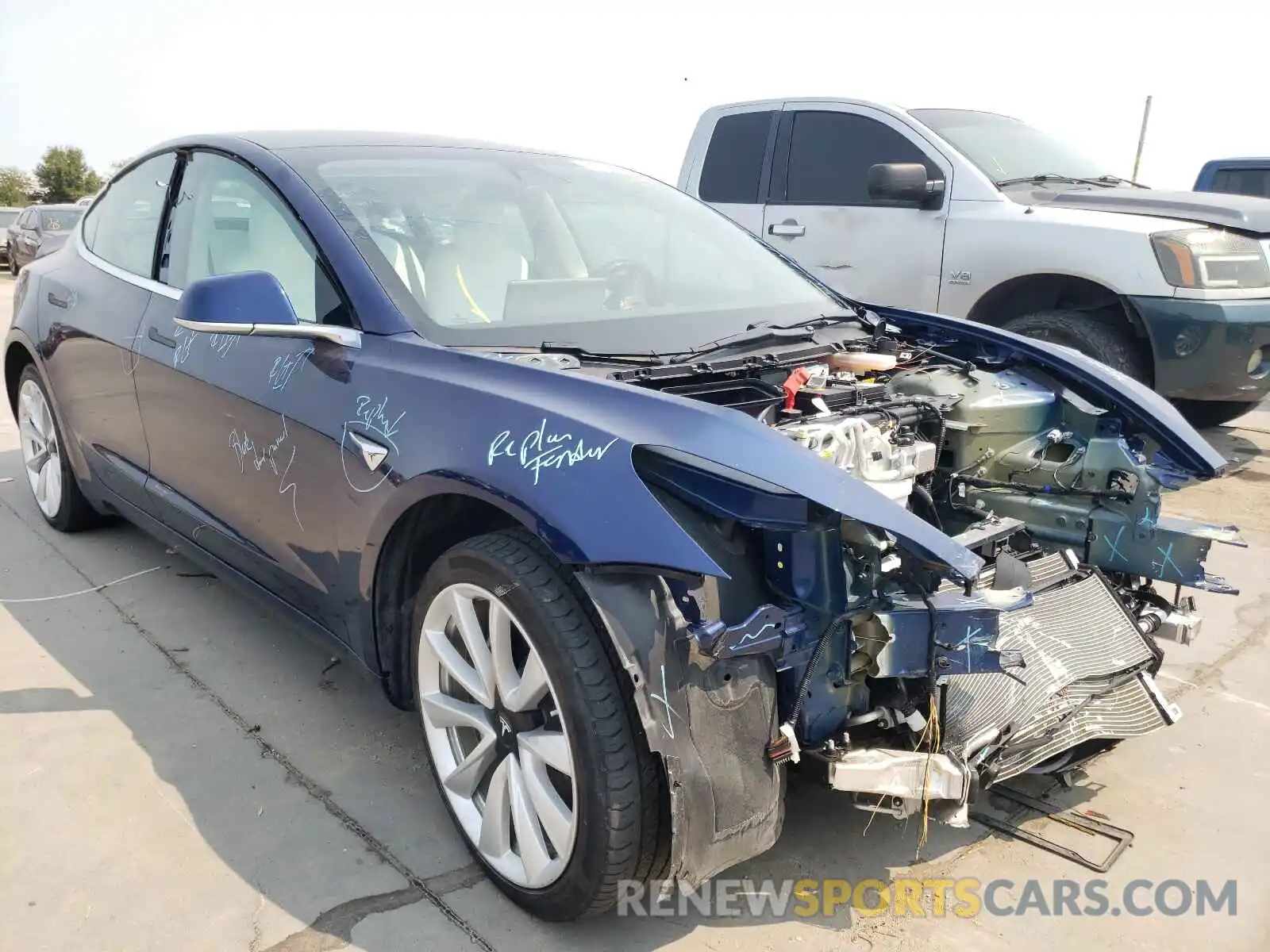 1 Photograph of a damaged car 5YJ3E1EA0KF332823 TESLA MODEL 3 2019