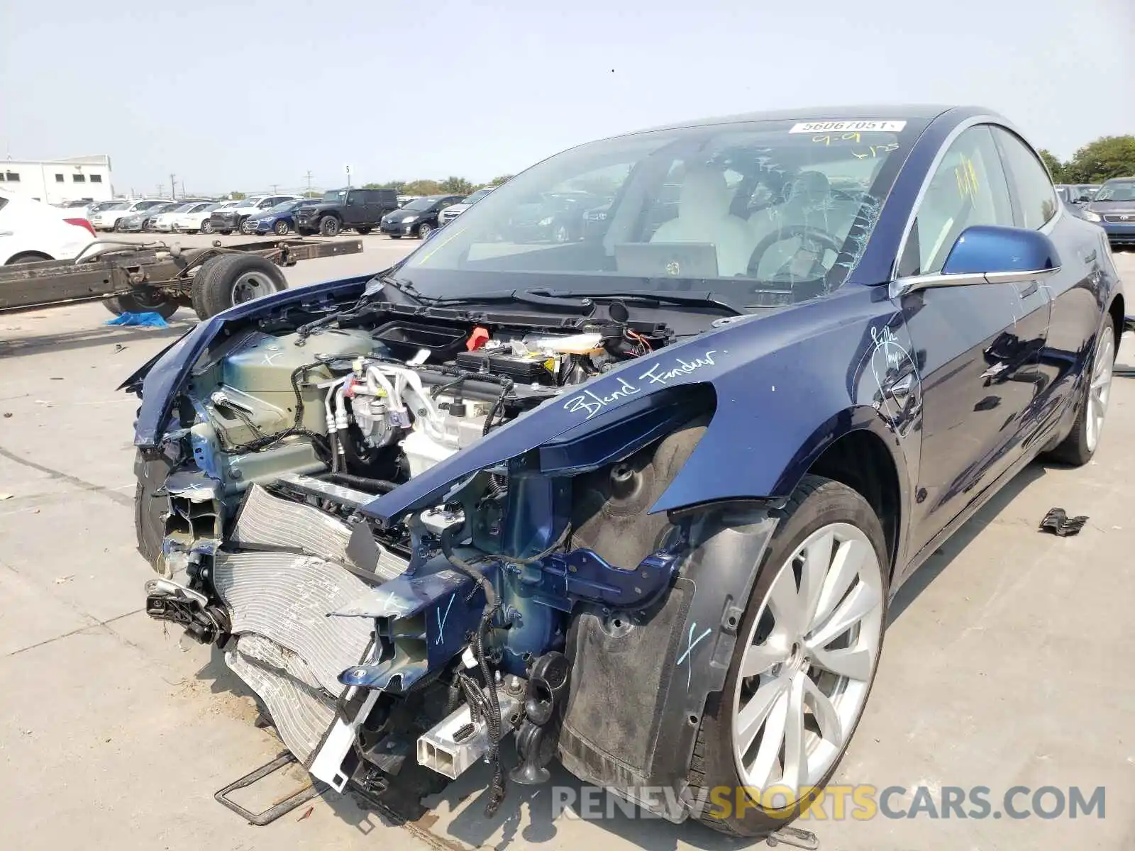 2 Photograph of a damaged car 5YJ3E1EA0KF332823 TESLA MODEL 3 2019