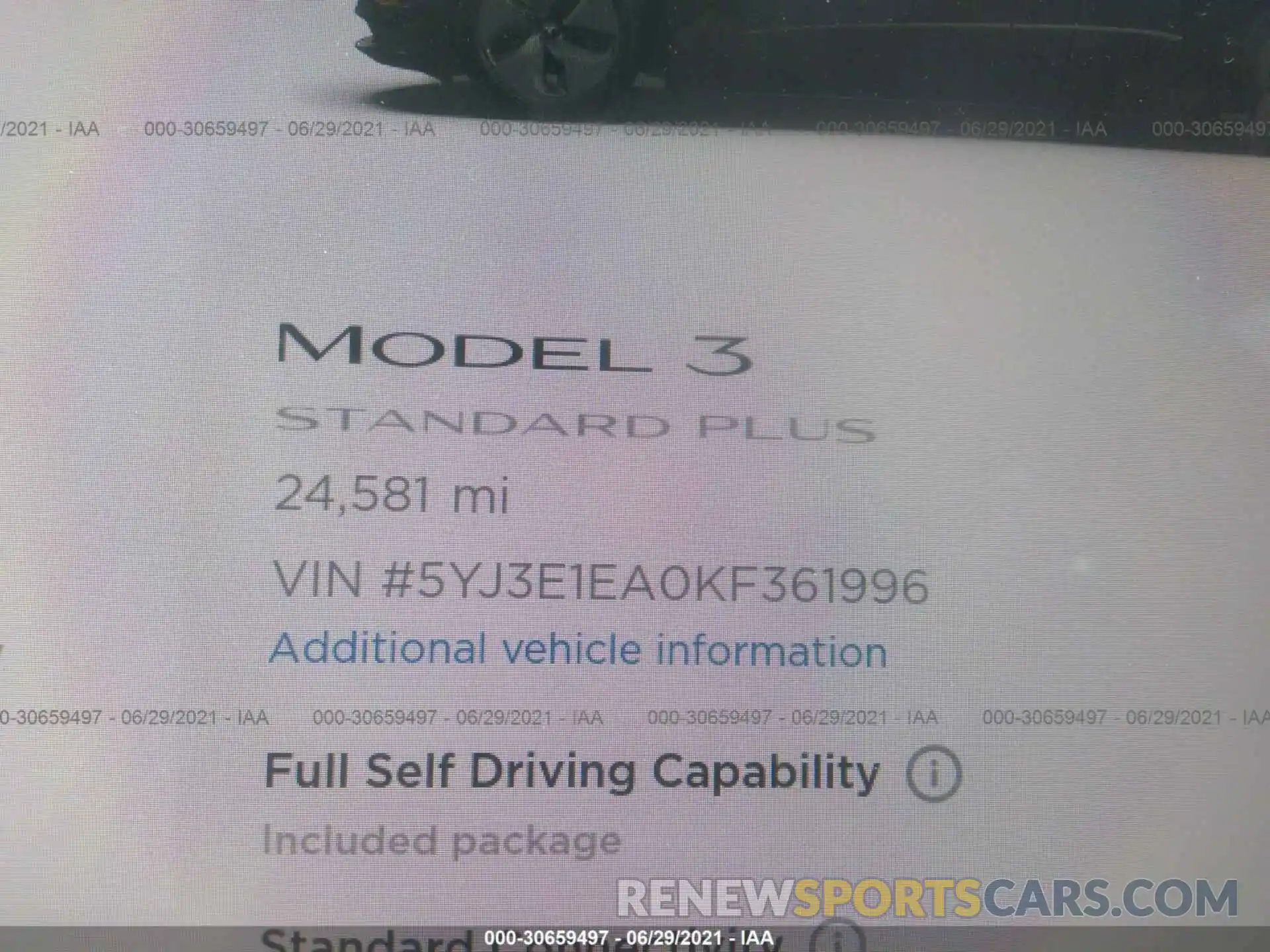 7 Photograph of a damaged car 5YJ3E1EA0KF361996 TESLA MODEL 3 2019