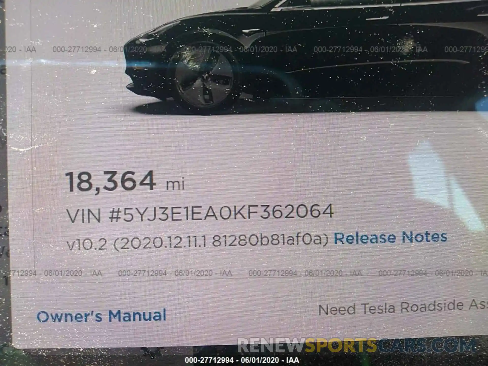 7 Photograph of a damaged car 5YJ3E1EA0KF362064 TESLA MODEL 3 2019