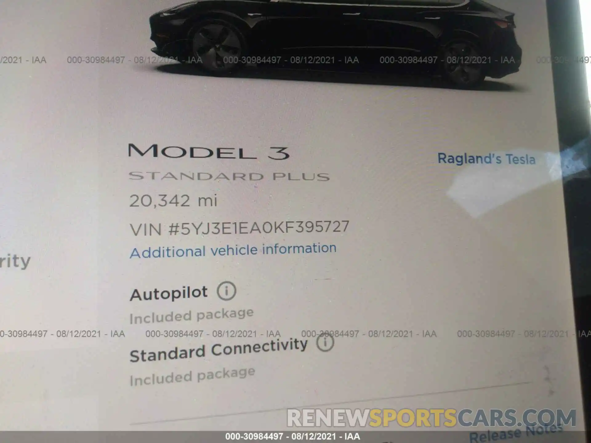 7 Photograph of a damaged car 5YJ3E1EA0KF395727 TESLA MODEL 3 2019