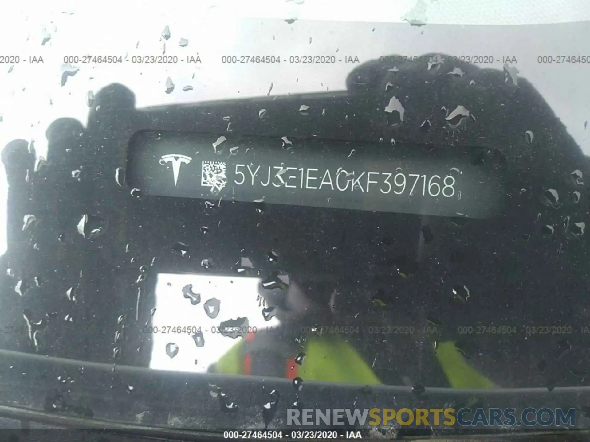 9 Photograph of a damaged car 5YJ3E1EA0KF397168 TESLA MODEL 3 2019