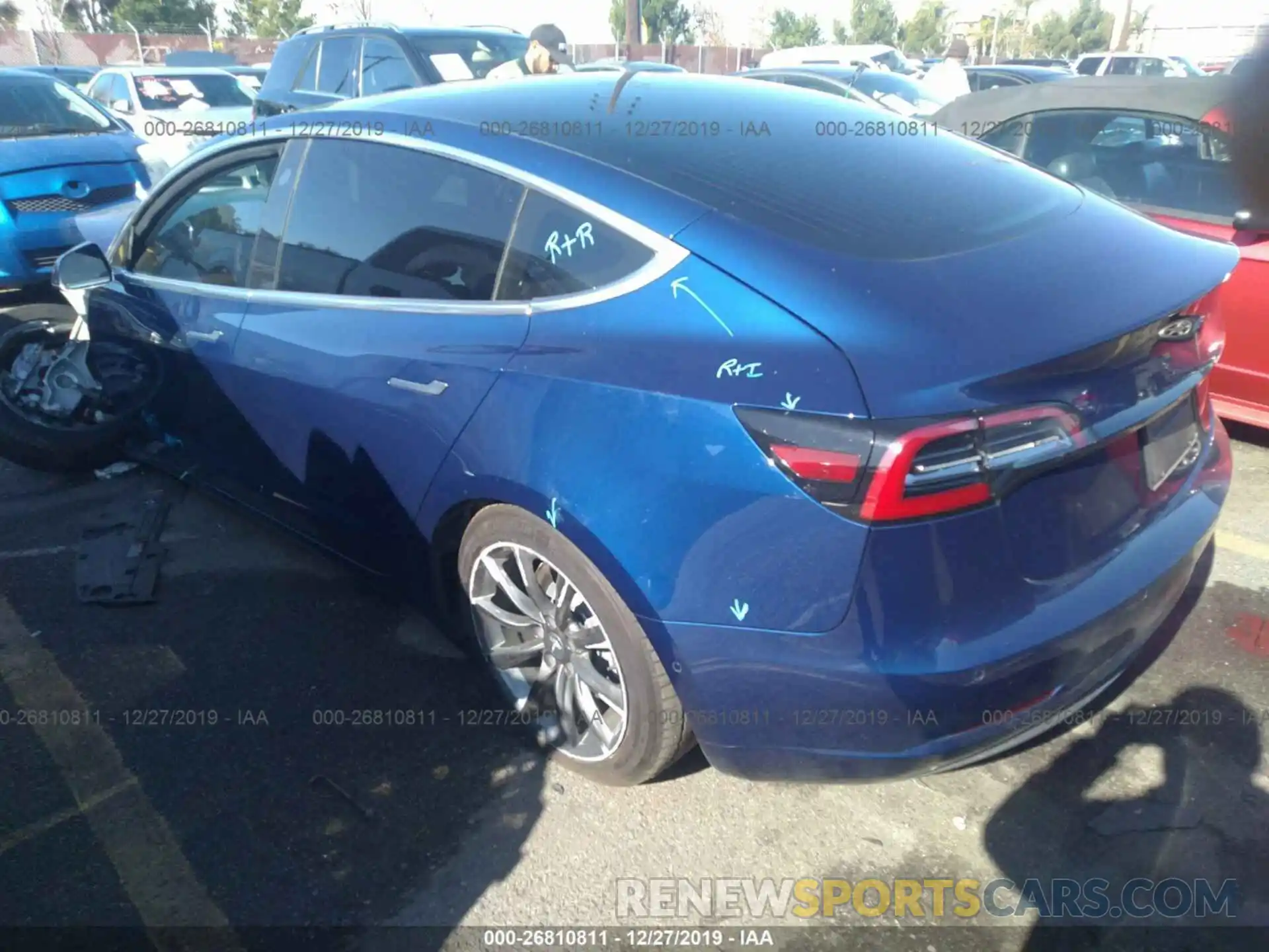 3 Photograph of a damaged car 5YJ3E1EA0KF400991 TESLA MODEL 3 2019