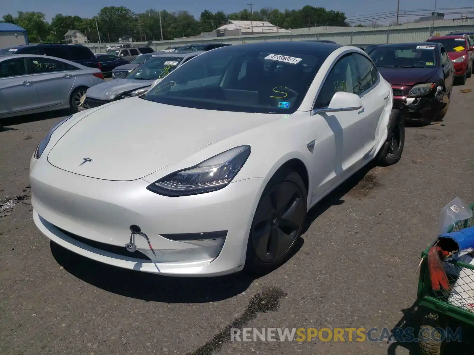 2 Photograph of a damaged car 5YJ3E1EA0KF401235 TESLA MODEL 3 2019