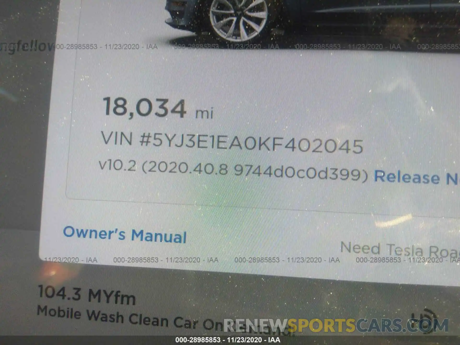 7 Photograph of a damaged car 5YJ3E1EA0KF402045 TESLA MODEL 3 2019