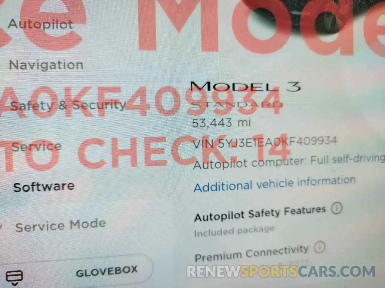 8 Photograph of a damaged car 5YJ3E1EA0KF409934 TESLA MODEL 3 2019