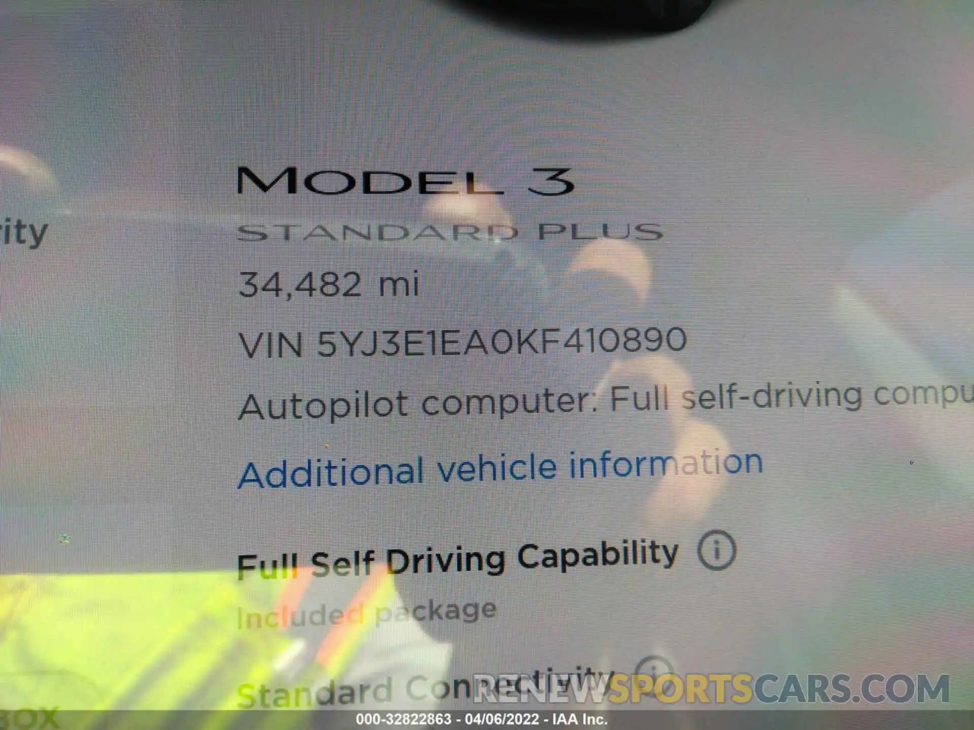 7 Photograph of a damaged car 5YJ3E1EA0KF410890 TESLA MODEL 3 2019