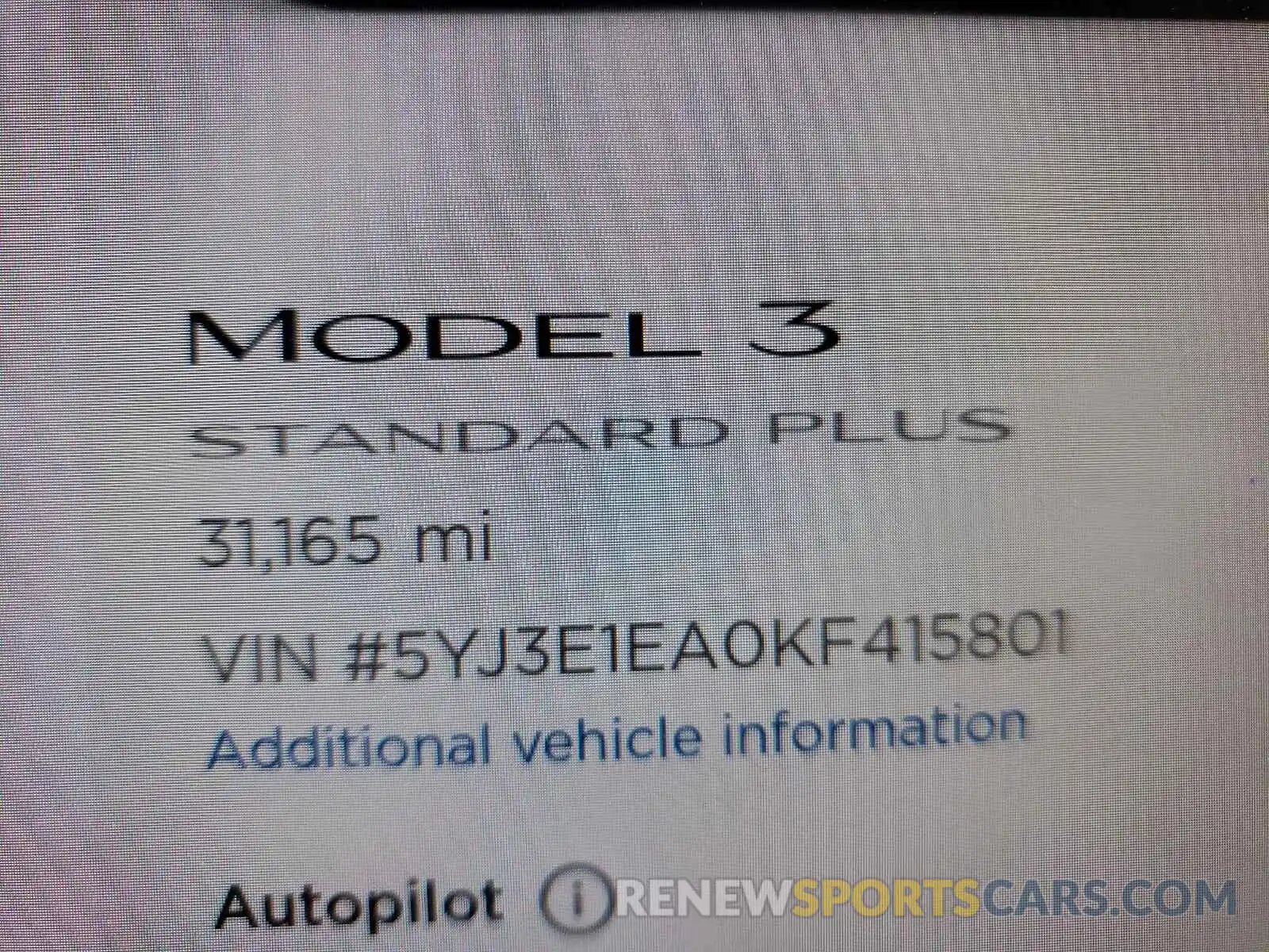 8 Photograph of a damaged car 5YJ3E1EA0KF415801 TESLA MODEL 3 2019