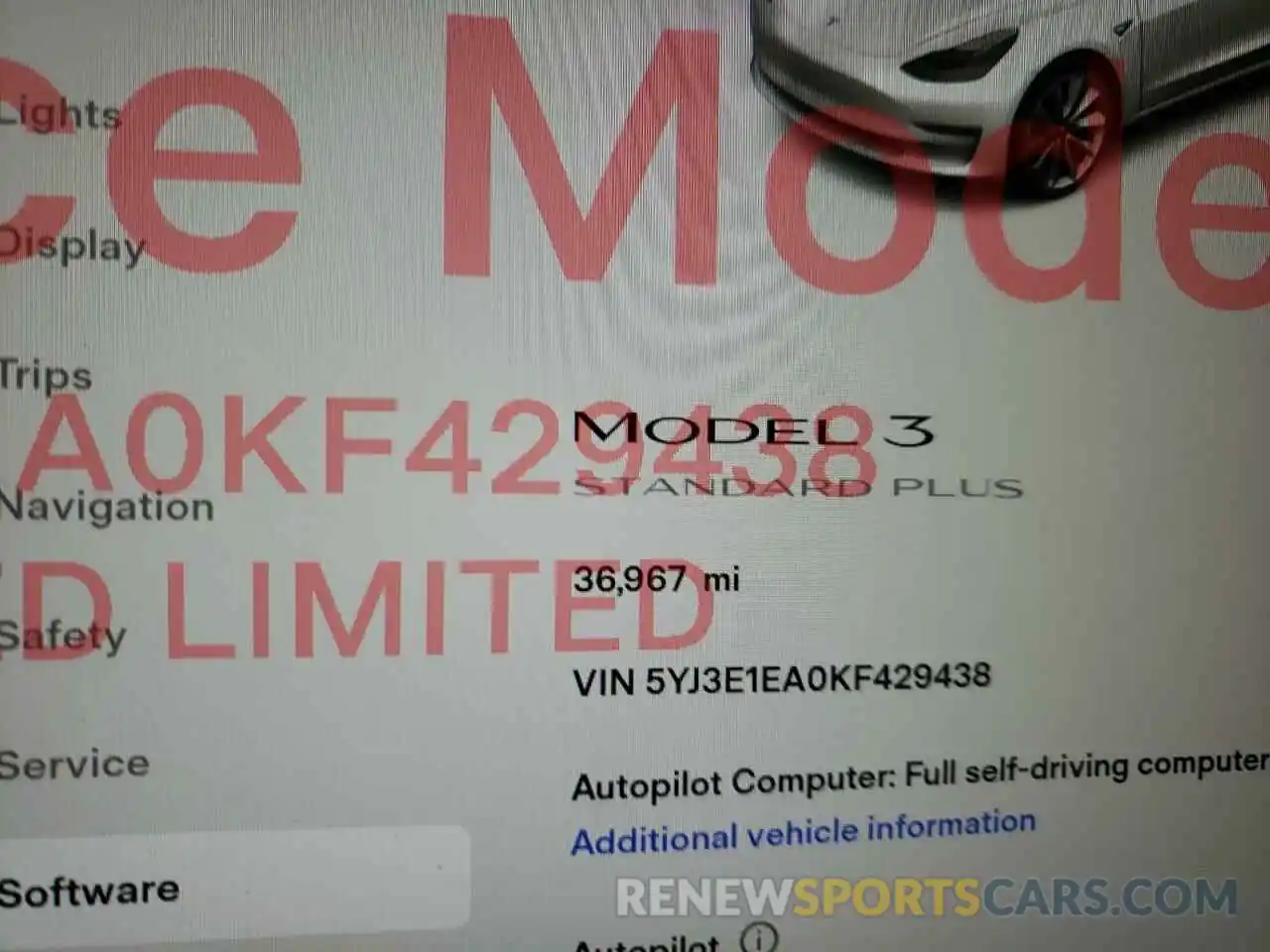 8 Photograph of a damaged car 5YJ3E1EA0KF429438 TESLA MODEL 3 2019