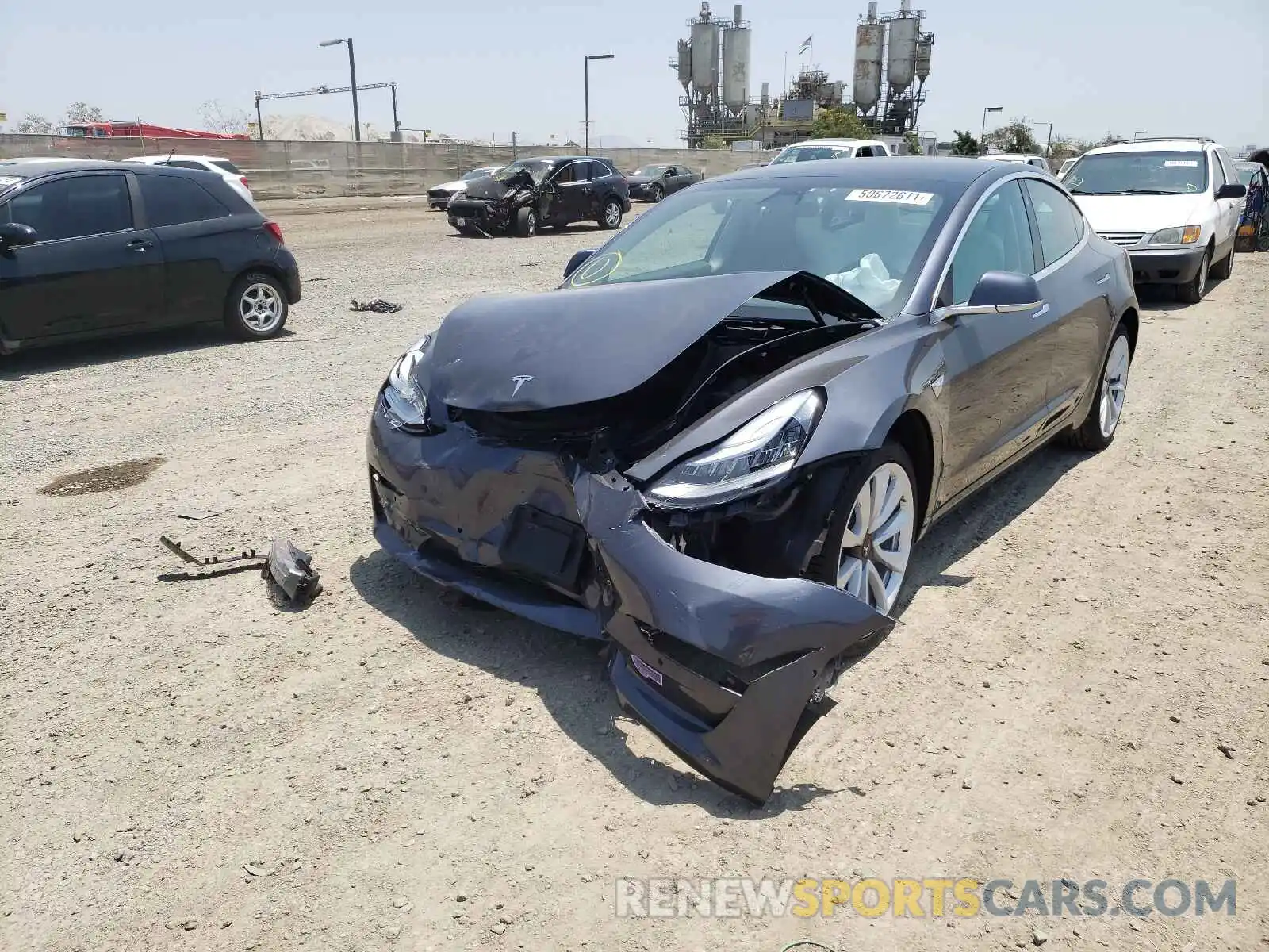 2 Photograph of a damaged car 5YJ3E1EA0KF444912 TESLA MODEL 3 2019