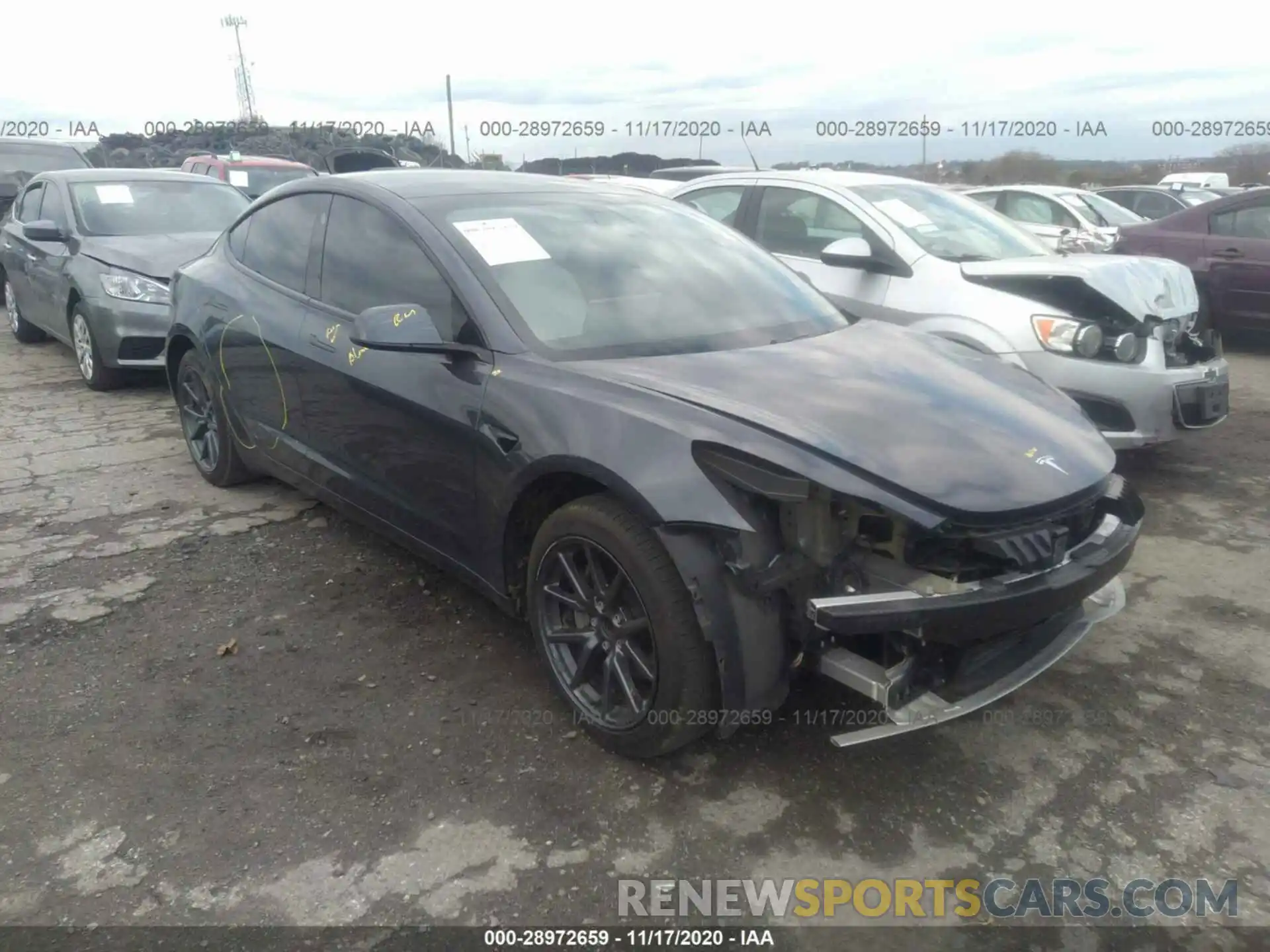 1 Photograph of a damaged car 5YJ3E1EA0KF445199 TESLA MODEL 3 2019