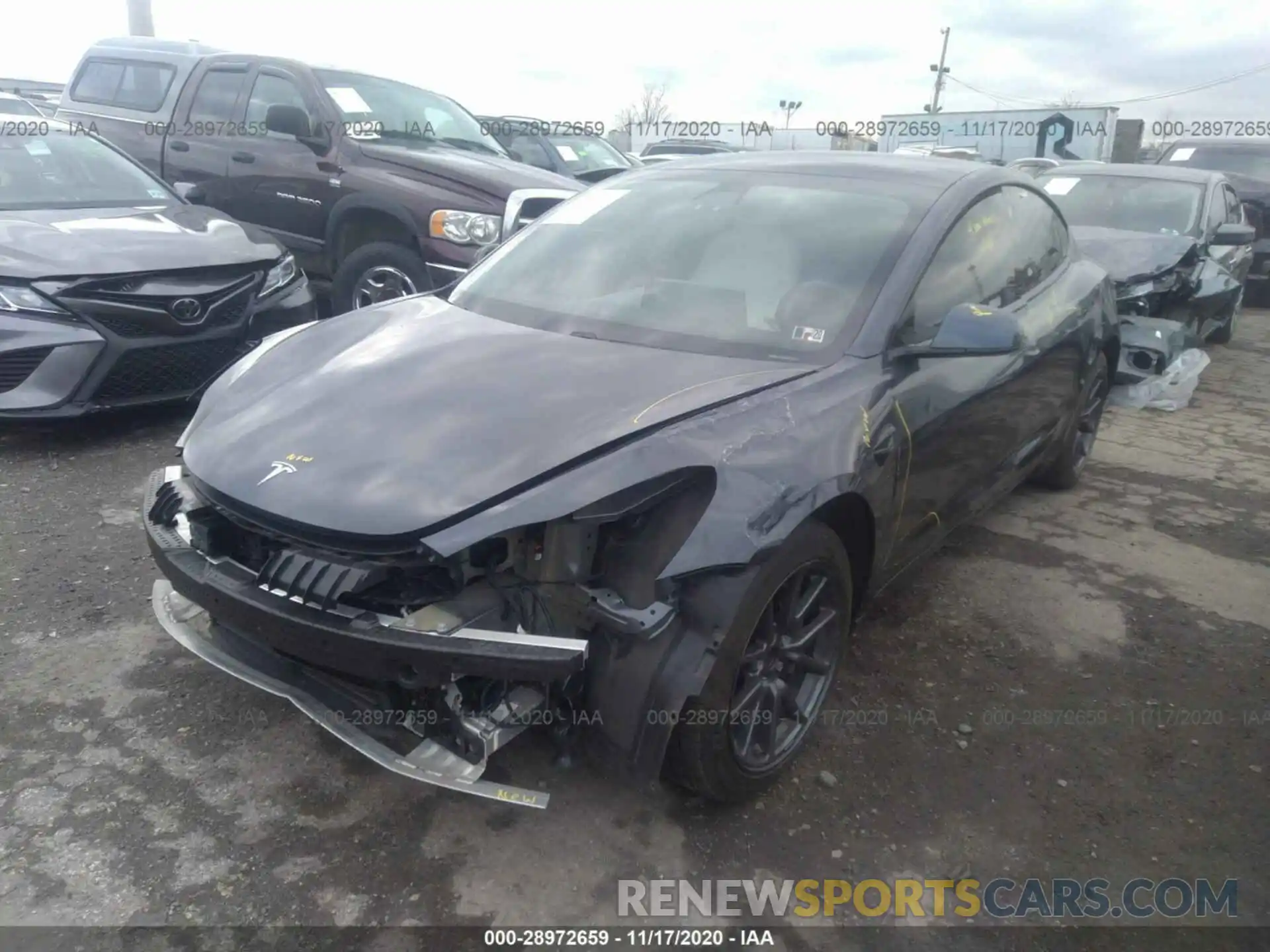 2 Photograph of a damaged car 5YJ3E1EA0KF445199 TESLA MODEL 3 2019