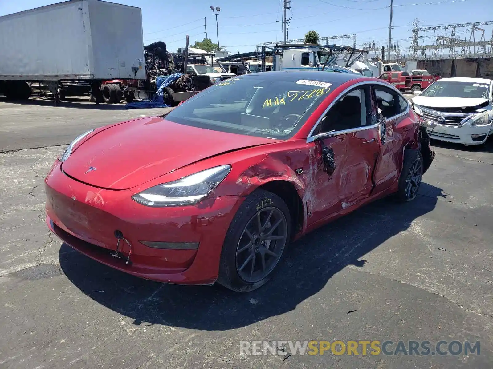 2 Photograph of a damaged car 5YJ3E1EA0KF484309 TESLA MODEL 3 2019