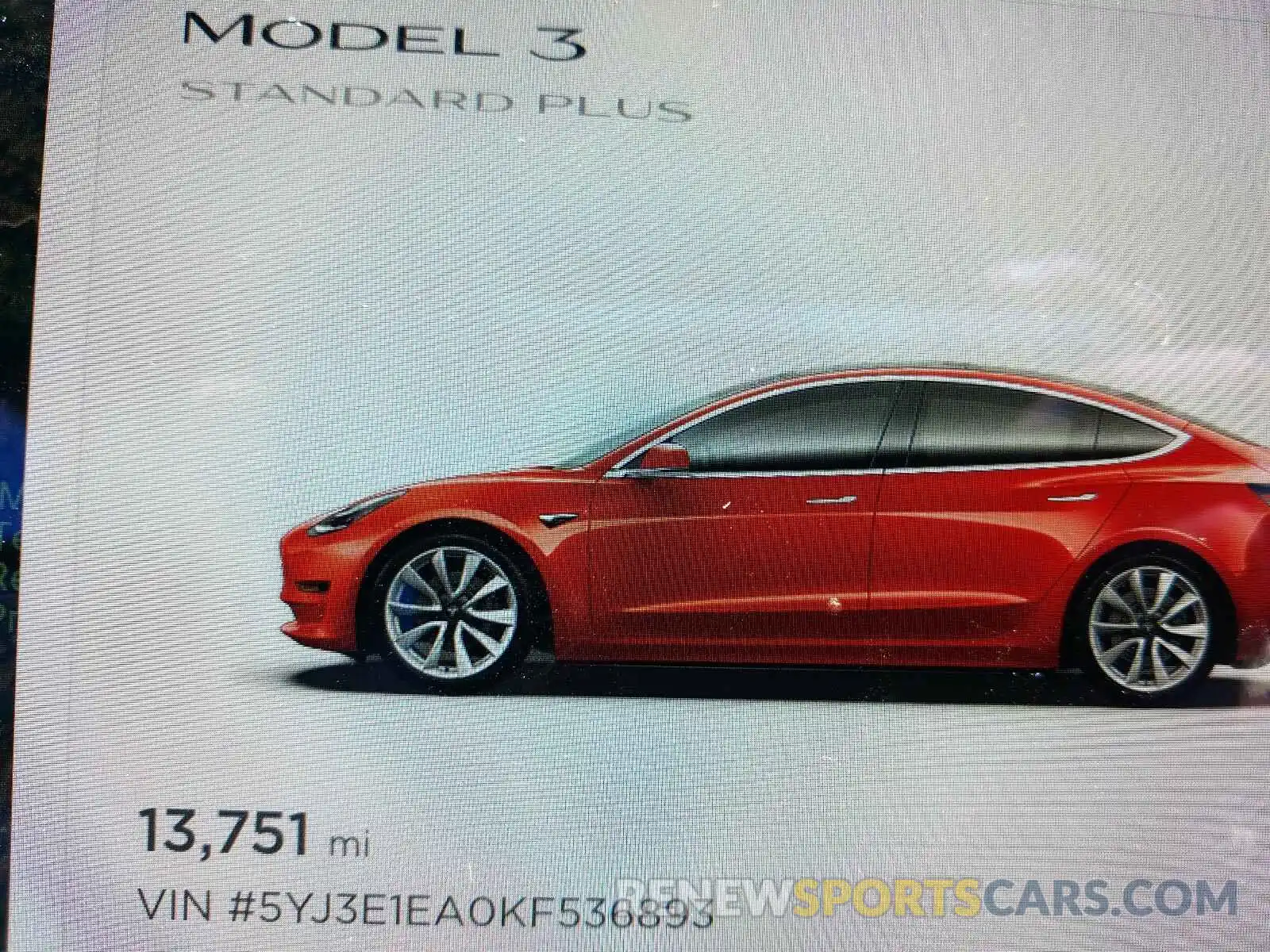 8 Photograph of a damaged car 5YJ3E1EA0KF536893 TESLA MODEL 3 2019