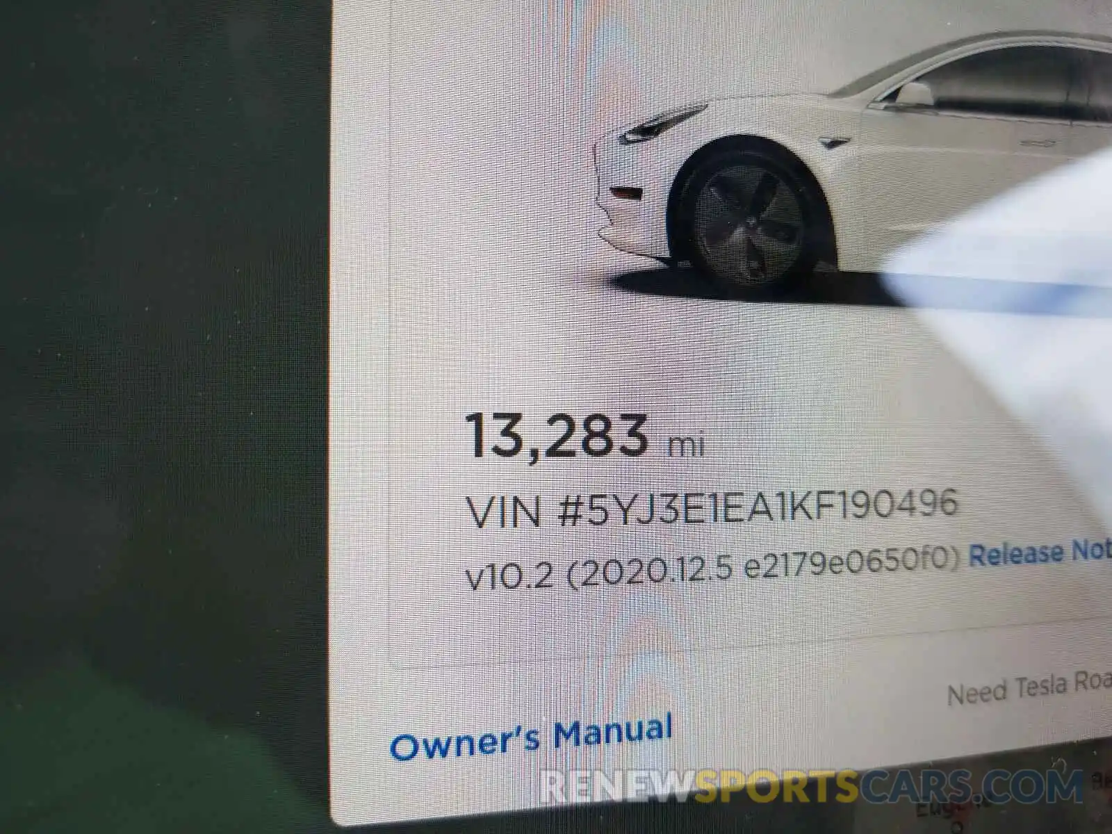 8 Photograph of a damaged car 5YJ3E1EA1KF190496 TESLA MODEL 3 2019