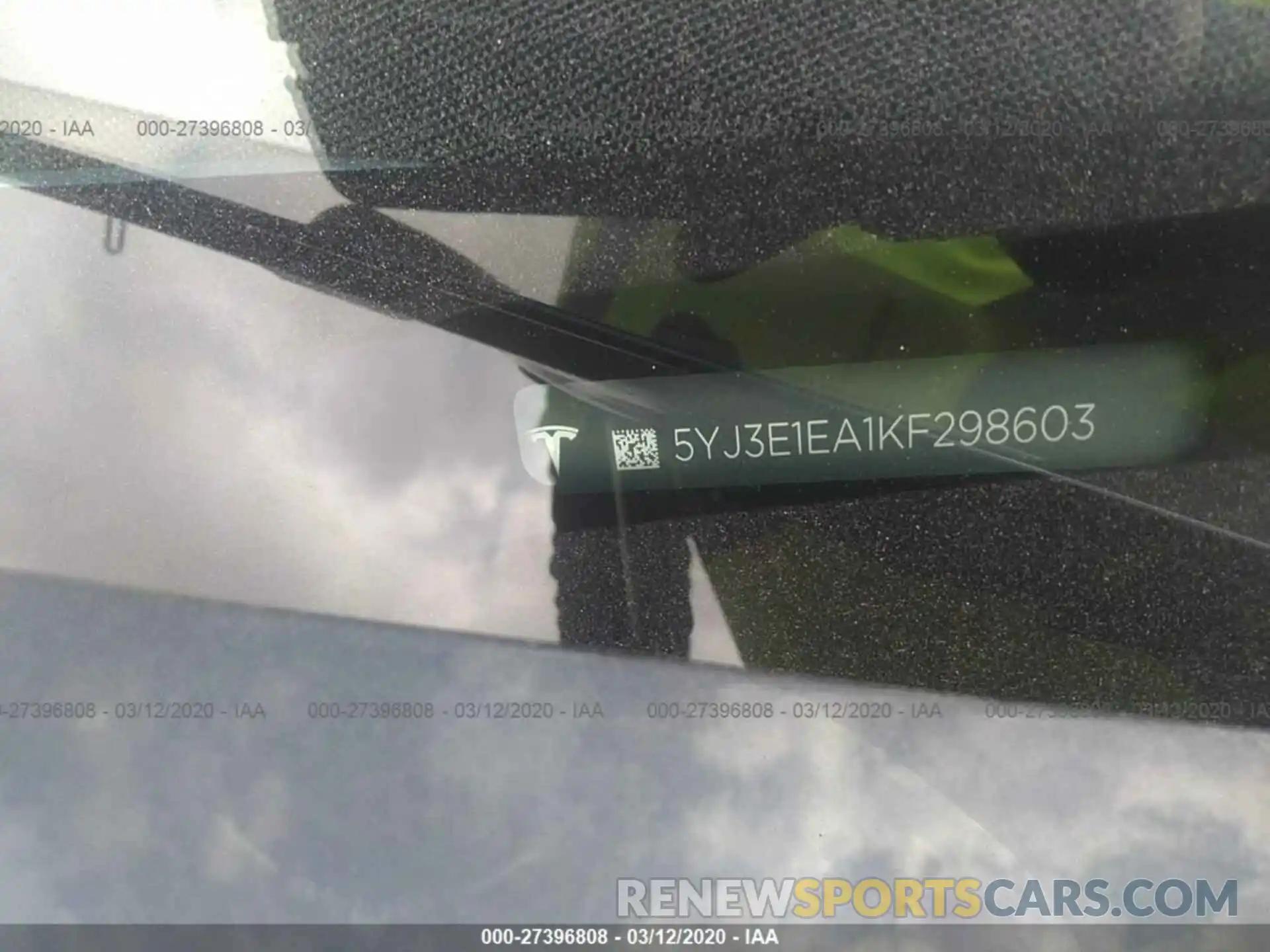 9 Photograph of a damaged car 5YJ3E1EA1KF298603 TESLA MODEL 3 2019