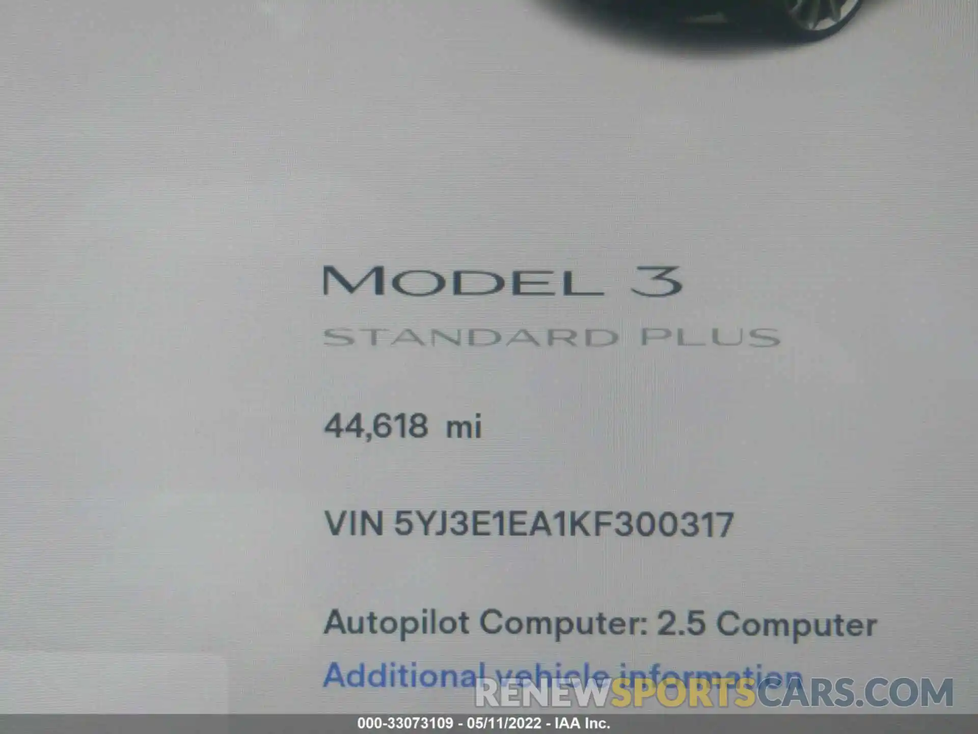 7 Photograph of a damaged car 5YJ3E1EA1KF300317 TESLA MODEL 3 2019