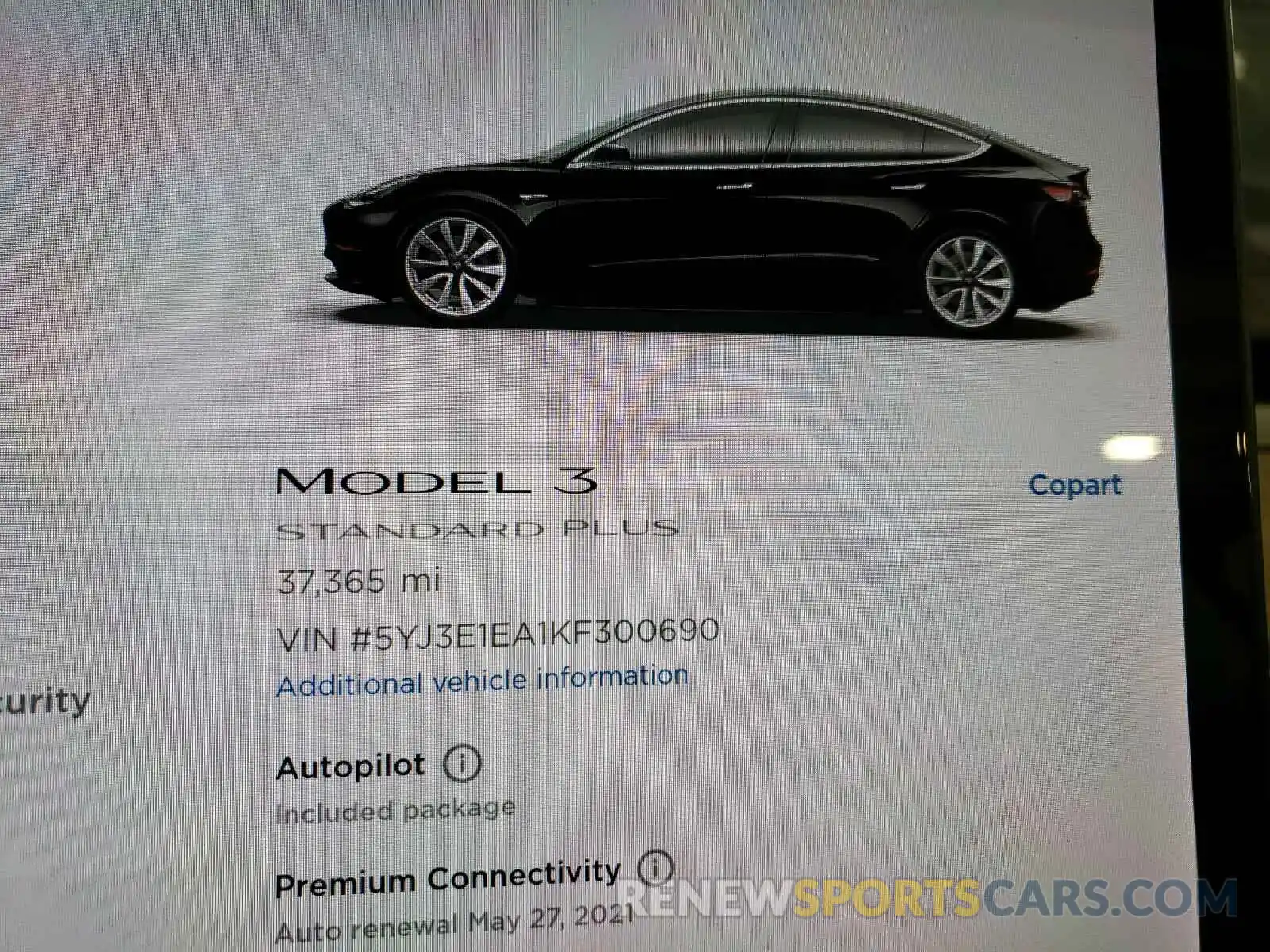 8 Фотография поврежденного автомобиля 5YJ3E1EA1KF300690 TESLA MODEL 3 2019