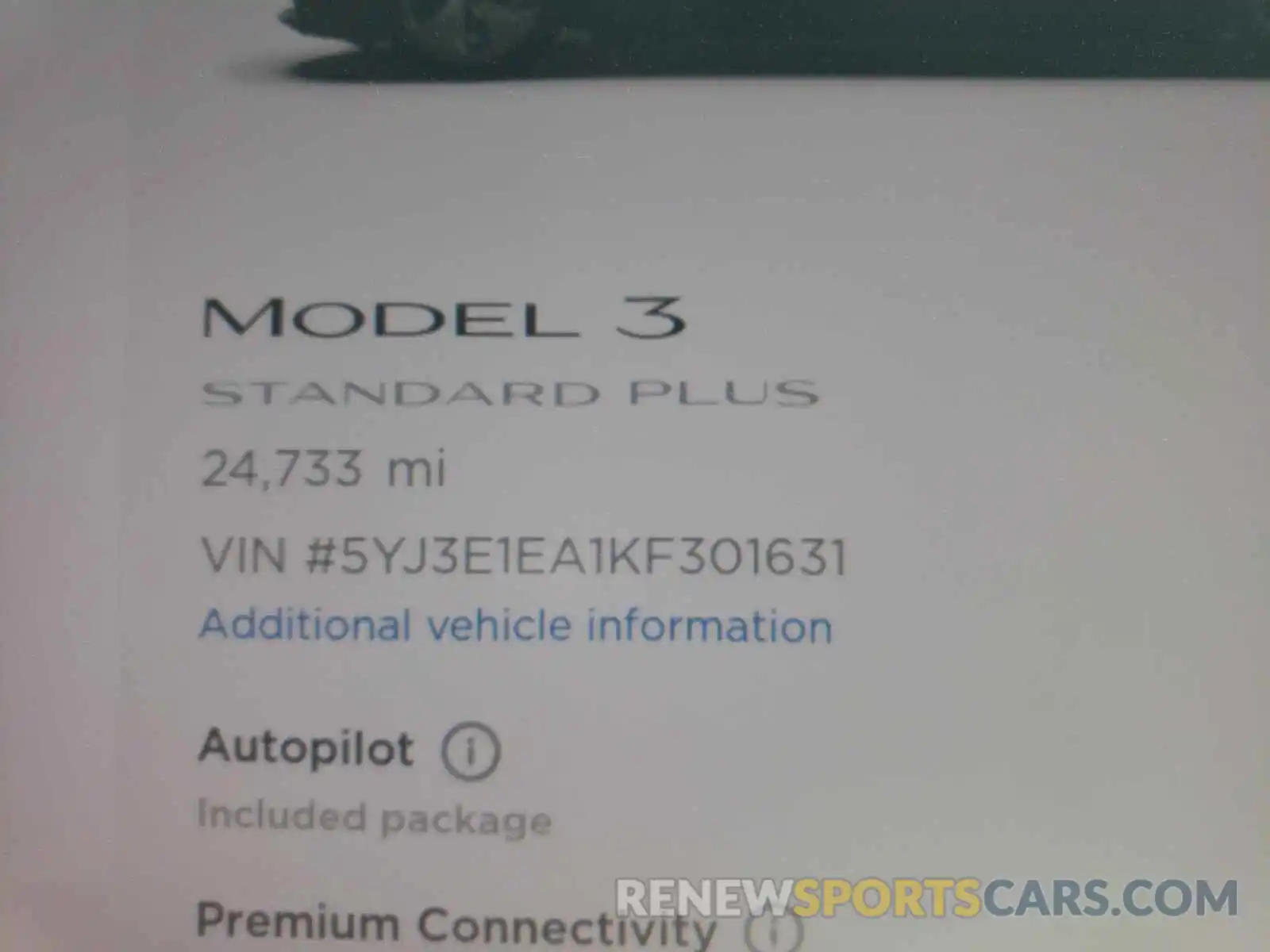 8 Photograph of a damaged car 5YJ3E1EA1KF301631 TESLA MODEL 3 2019