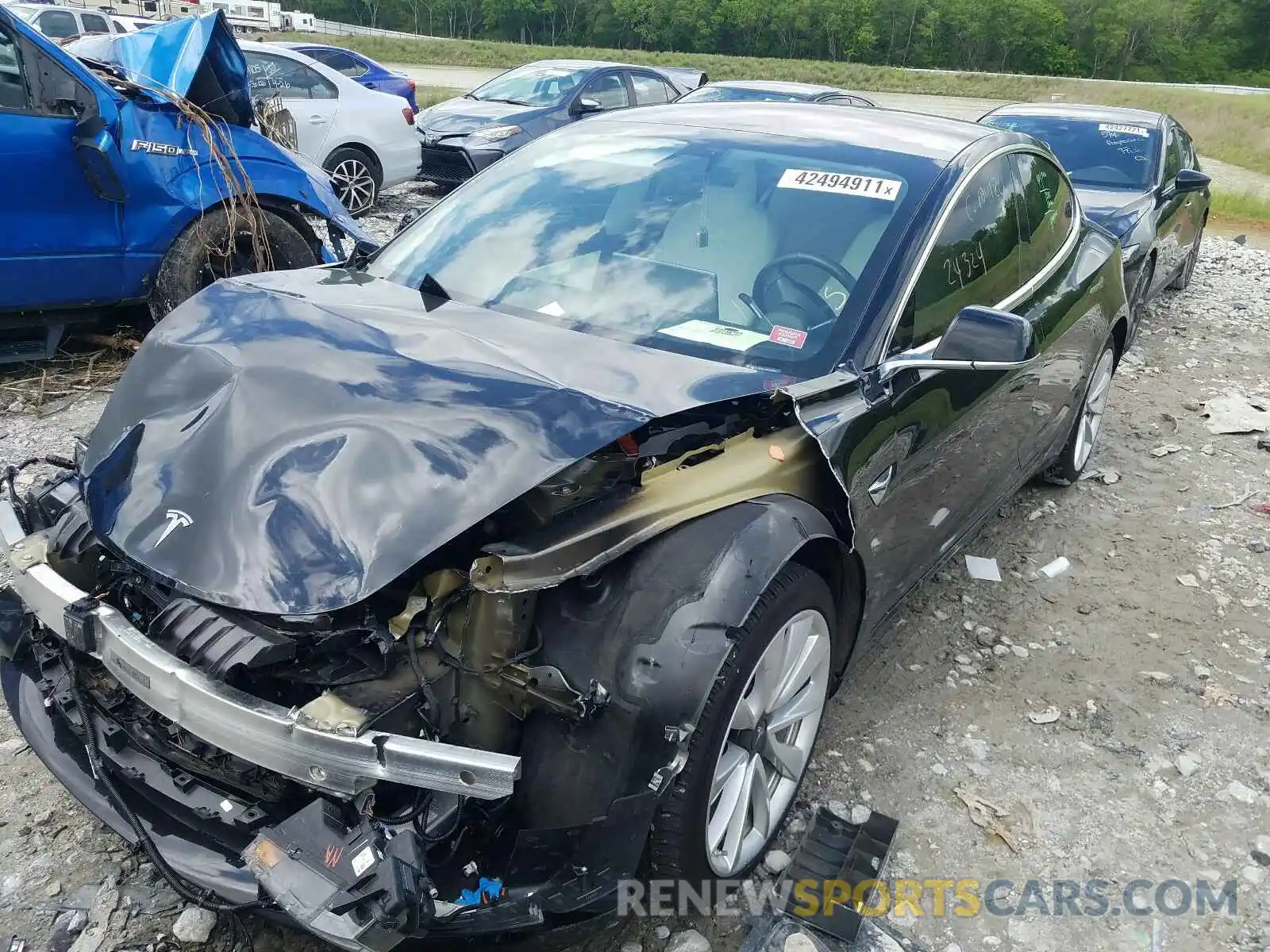 2 Photograph of a damaged car 5YJ3E1EA1KF302410 TESLA MODEL 3 2019