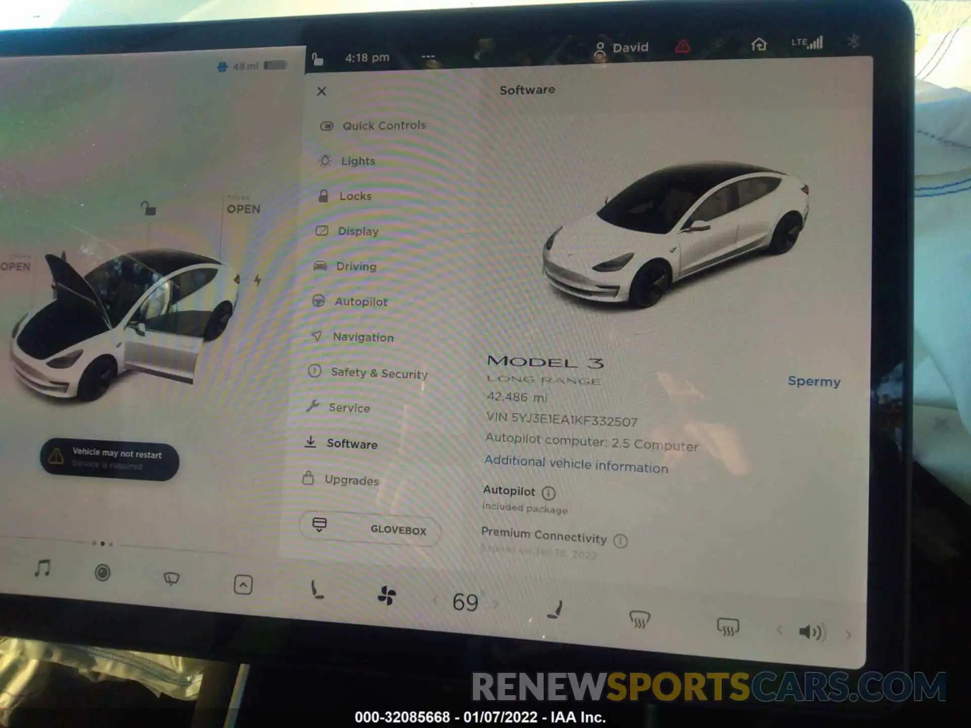 9 Photograph of a damaged car 5YJ3E1EA1KF332507 TESLA MODEL 3 2019