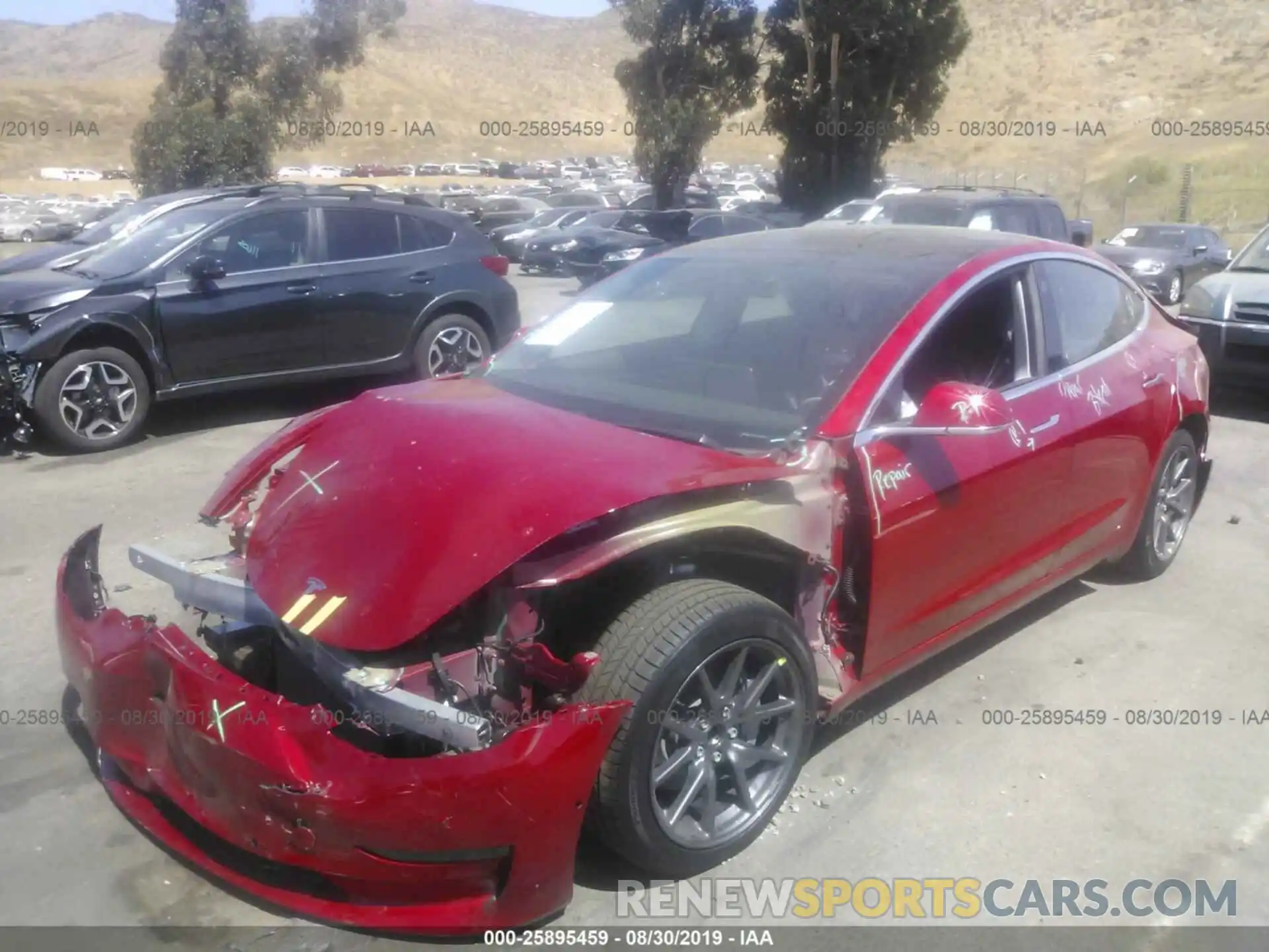 2 Photograph of a damaged car 5YJ3E1EA1KF396515 TESLA MODEL 3 2019